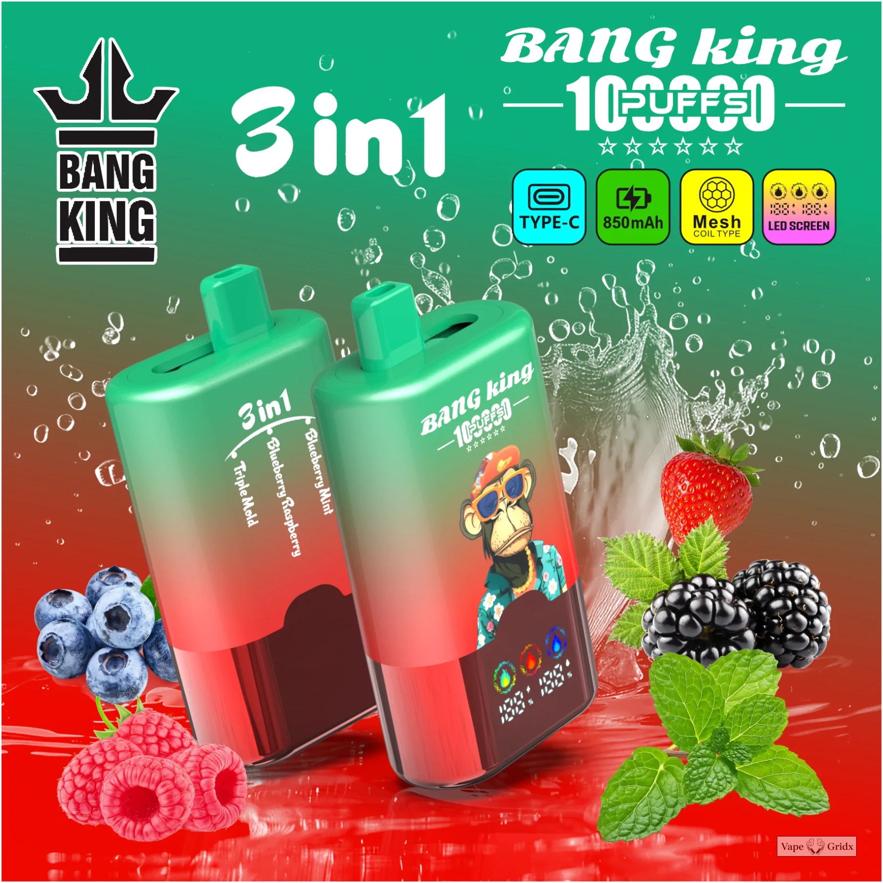 Bang King 3-in-1 100000 100K Trekjes Wegwerp vape - image 3