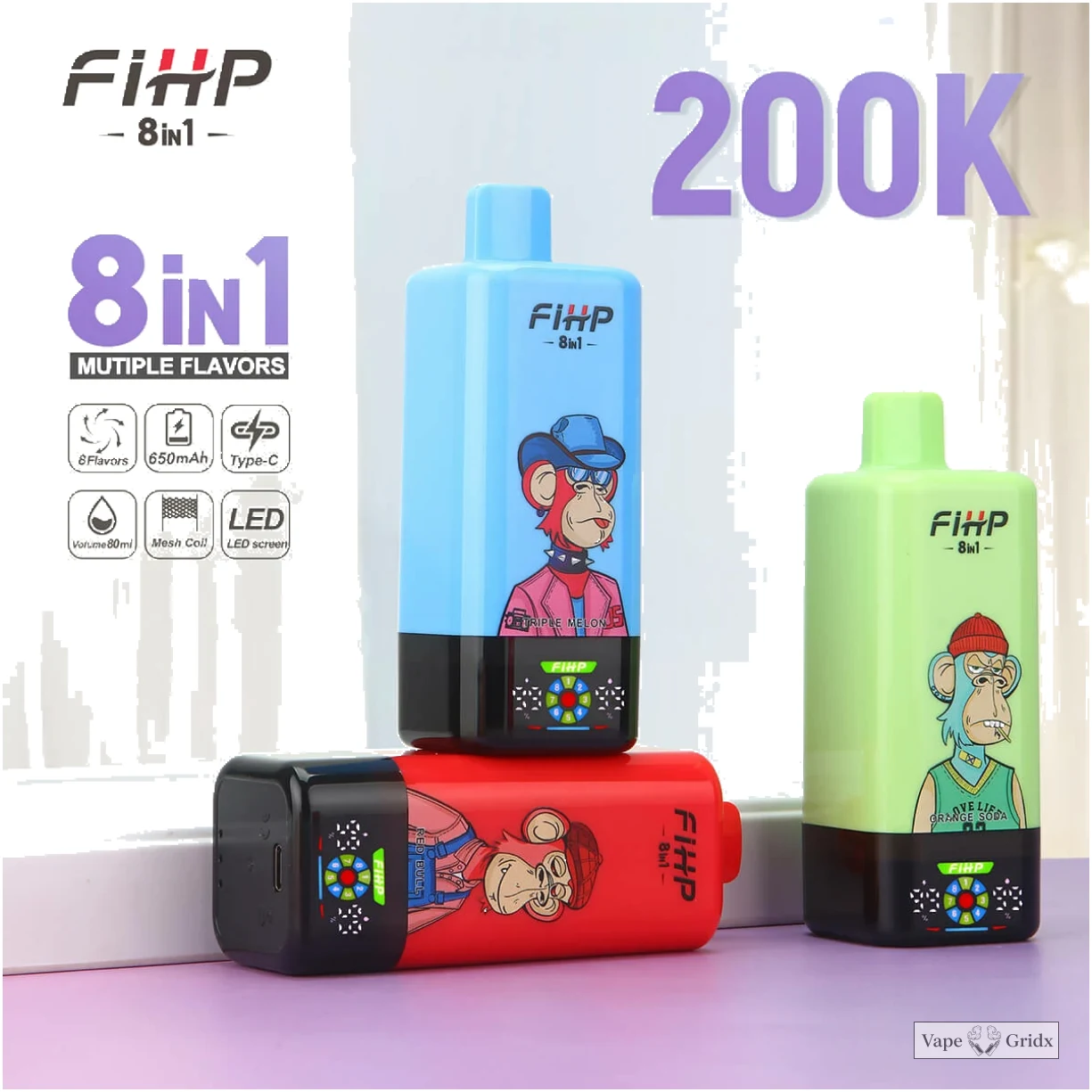 FIHP 200000 200K Trekjes 8-in-1 Wegwerp vape - image 3