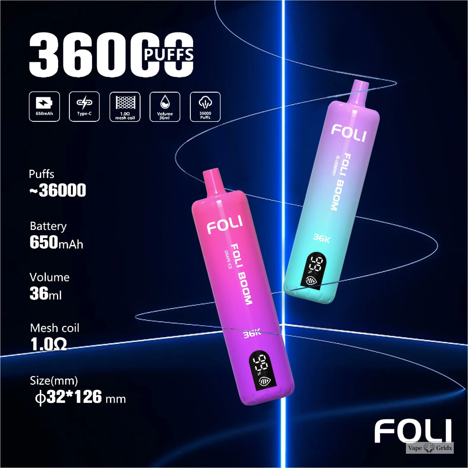 FOLI 36000 36K Trekjes Mesh Coil Wegwerp vape - image 4