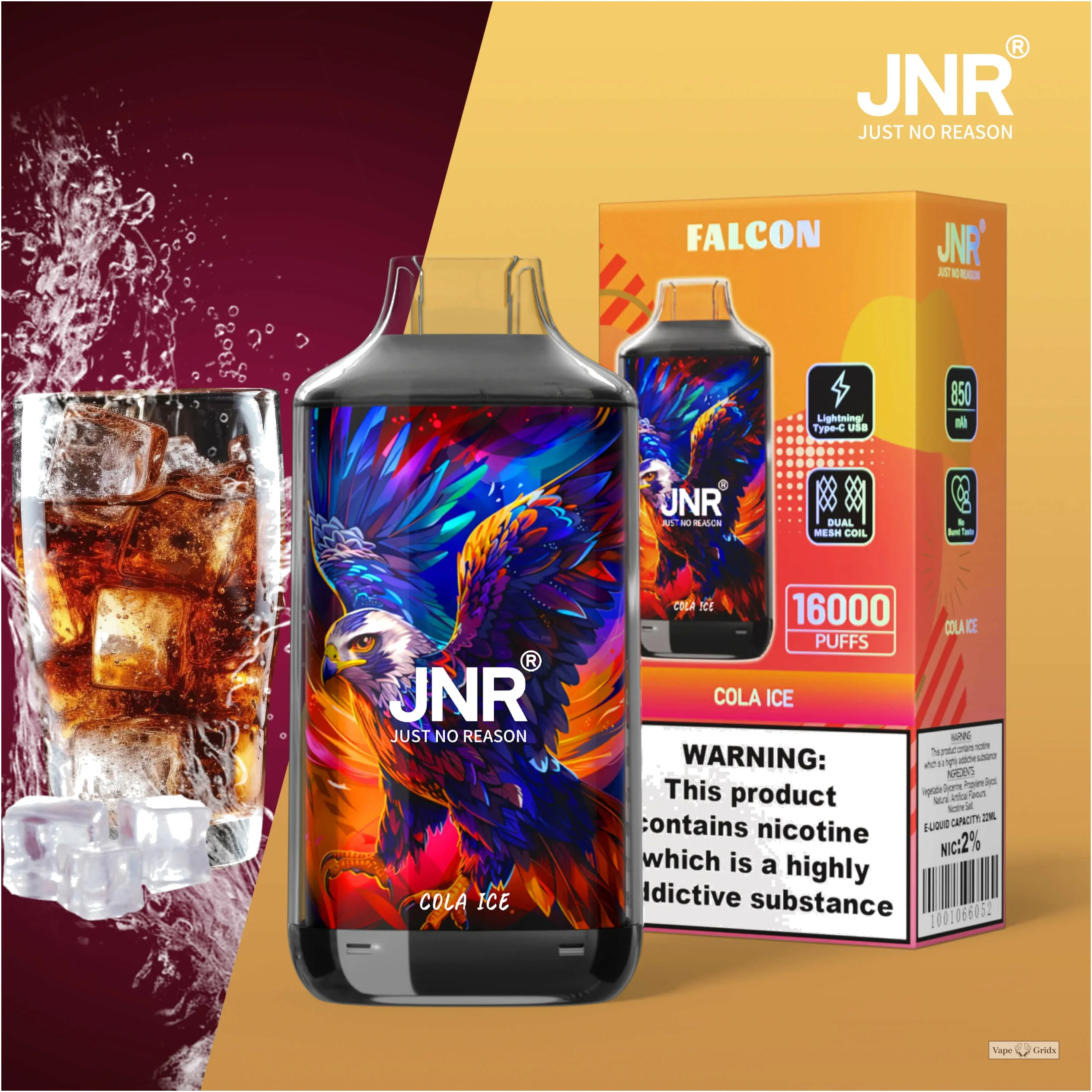 JNR Falcon 16000 16K Trekjes Crystal Craft wegwerp vape - image 2