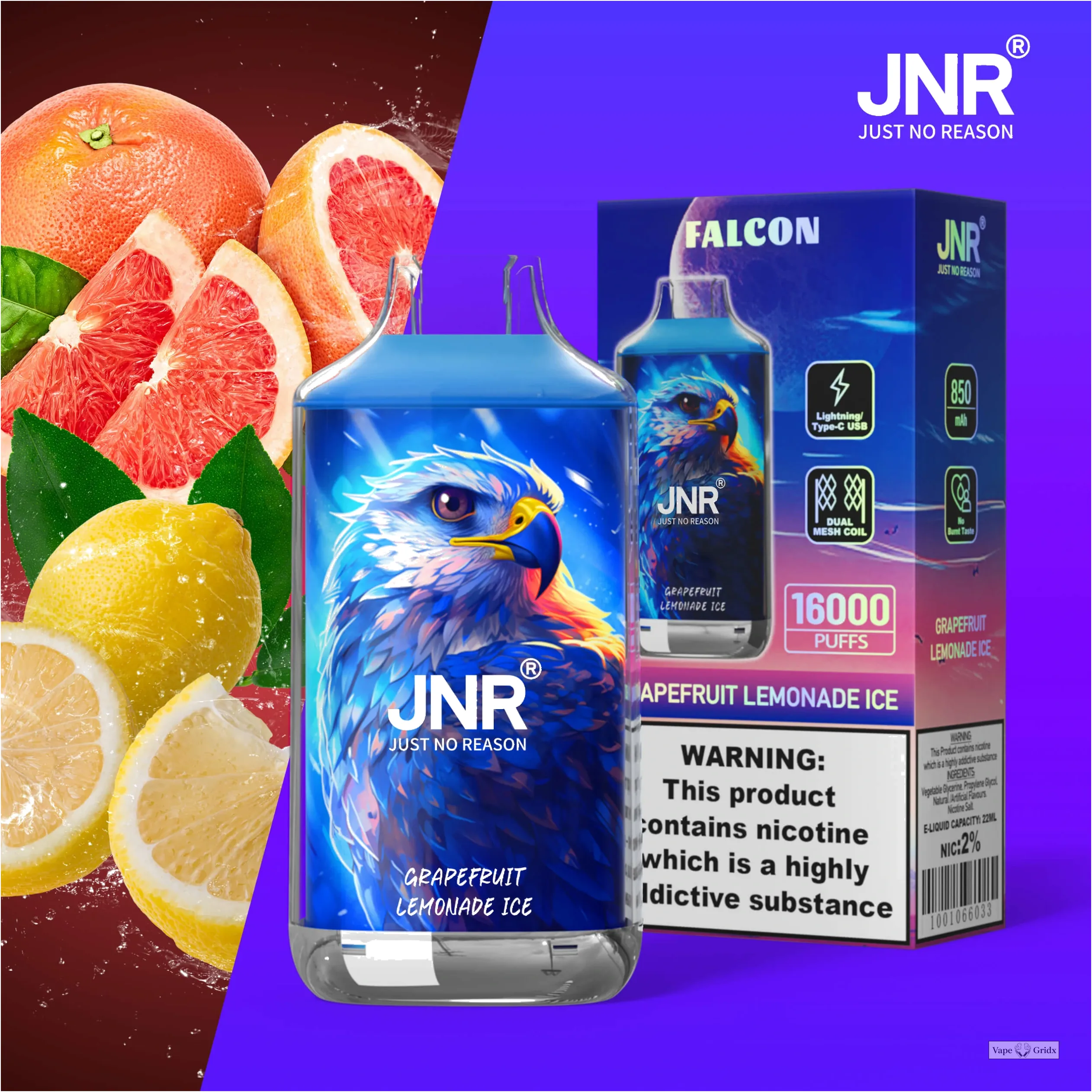 JNR Falcon 16000 16K Trekjes Crystal Craft wegwerp vape - image 3