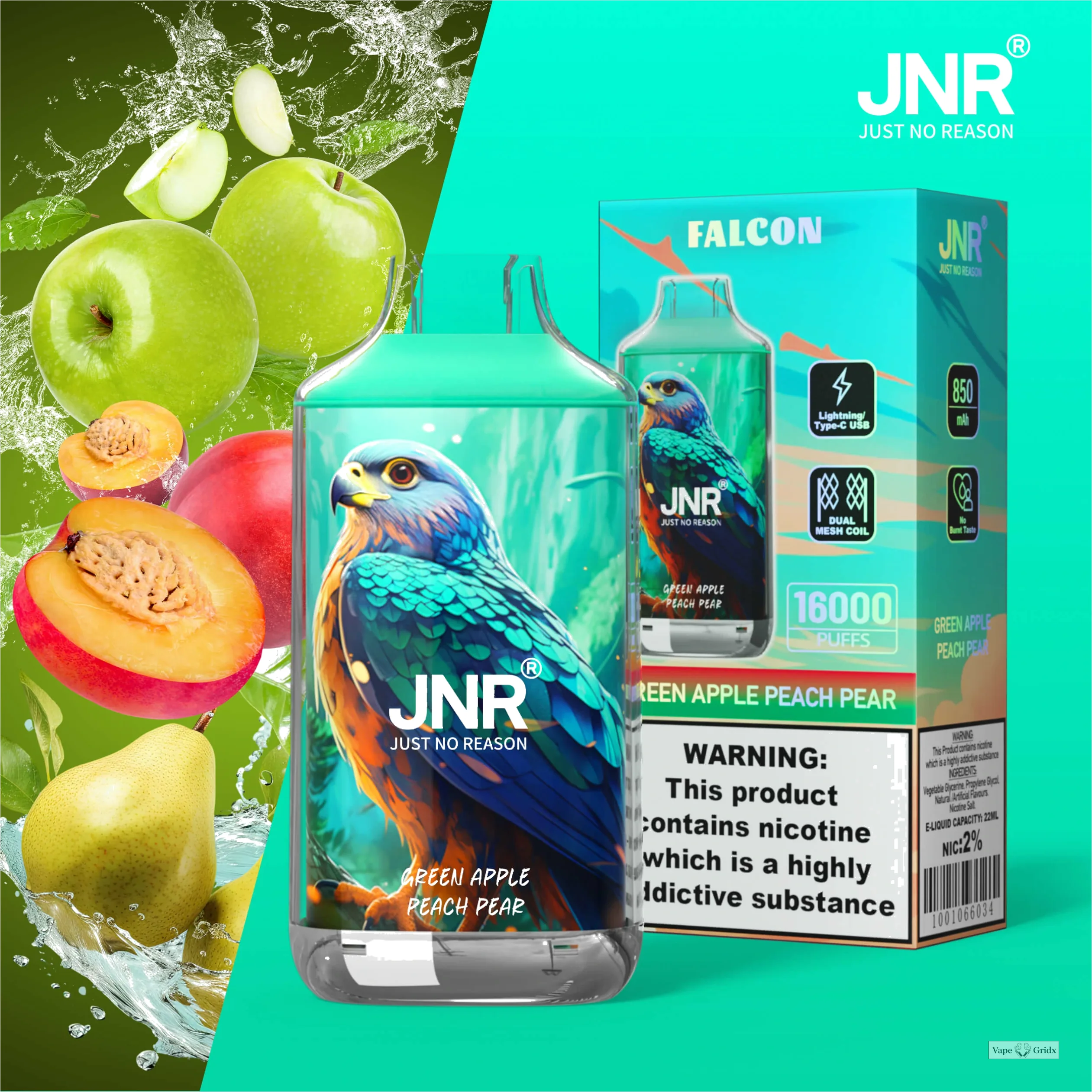 JNR Falcon 16000 16K Trekjes Crystal Craft wegwerp vape - image 8