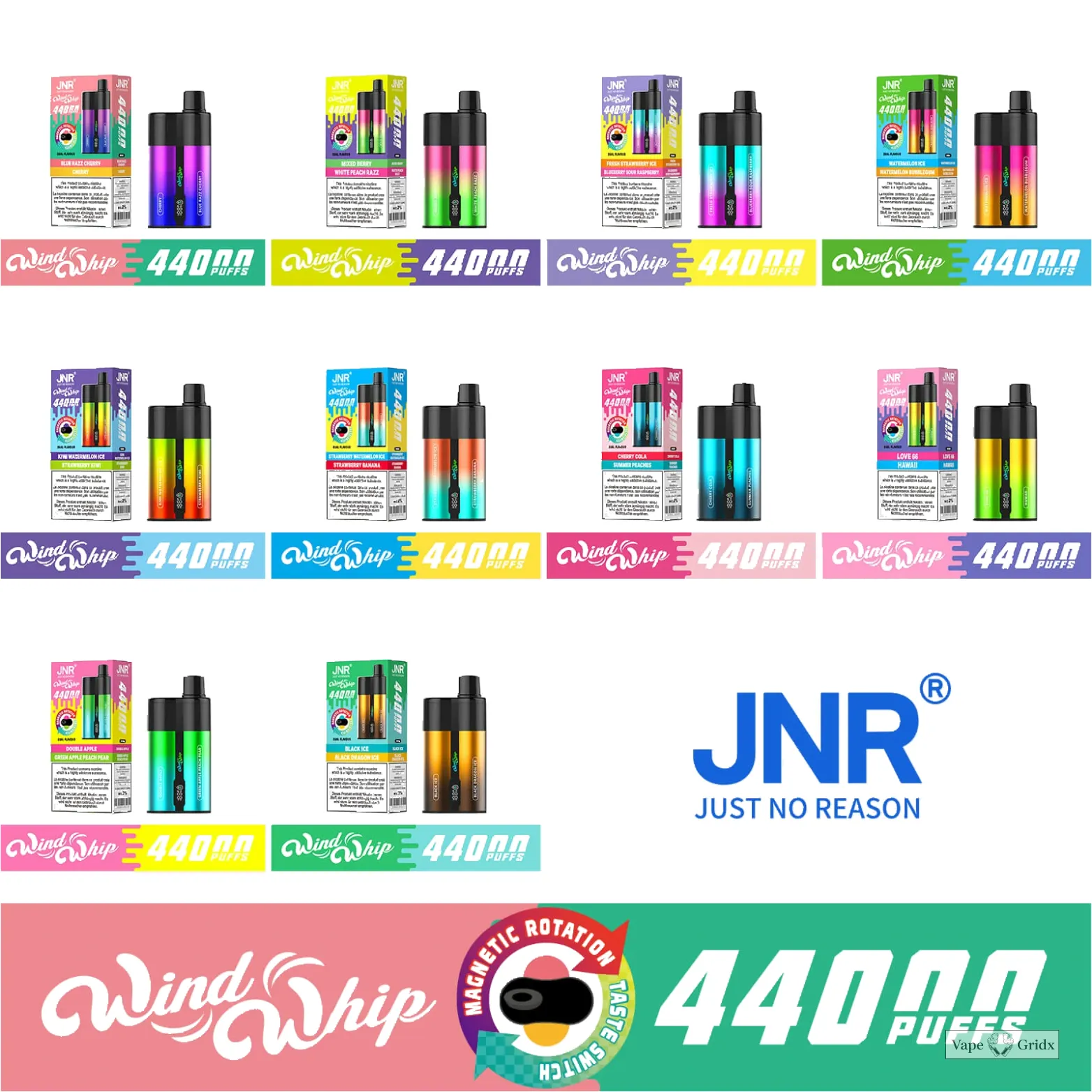 JNR Wind Whip 44000 44K Trekjes Dual smaak Wegwerp vape - image 11