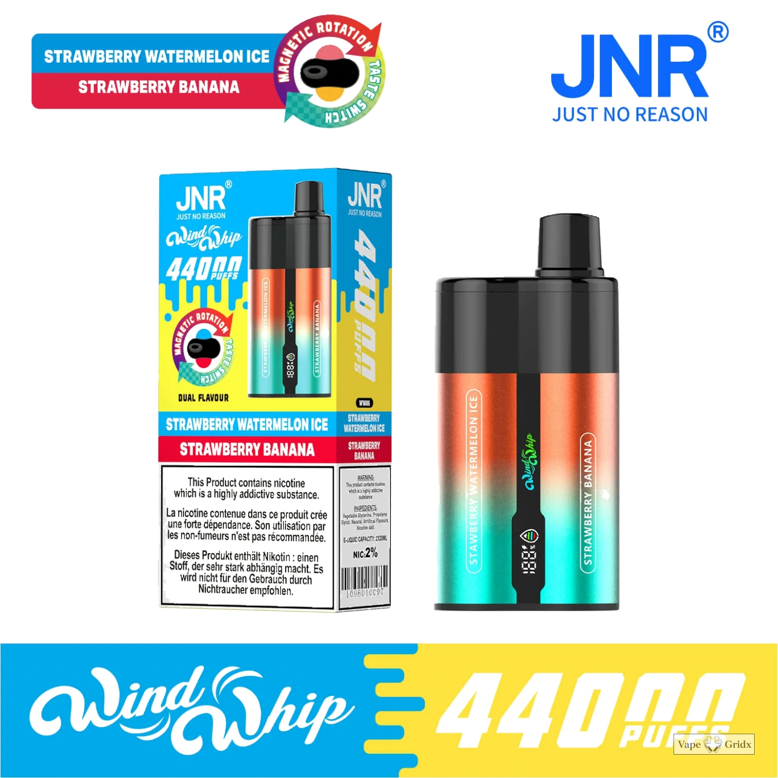 JNR Wind Whip 44000 44K Trekjes Dual smaak Wegwerp vape - image 3