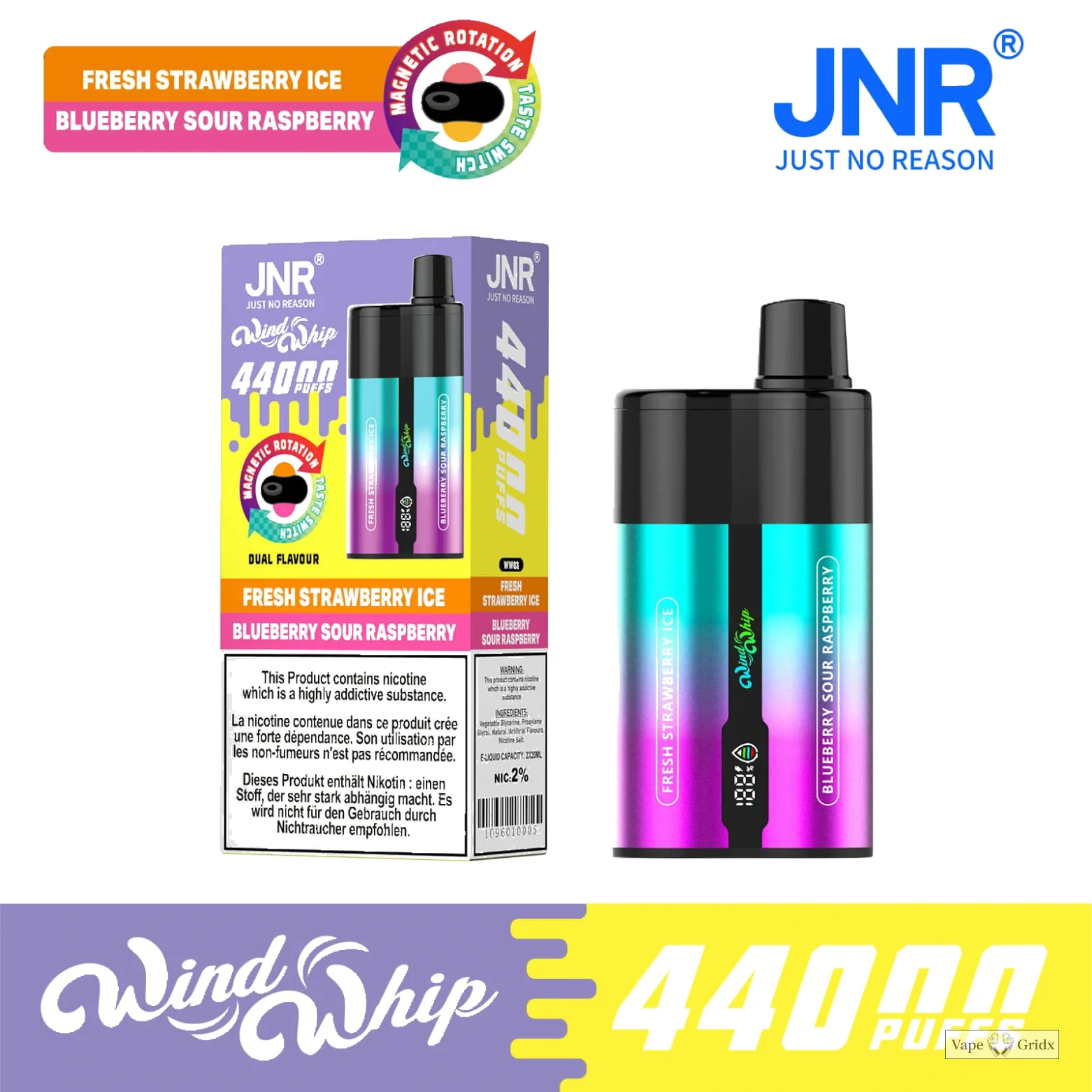 JNR Wind Whip 44000 44K Trekjes Dual smaak Wegwerp vape - image 4
