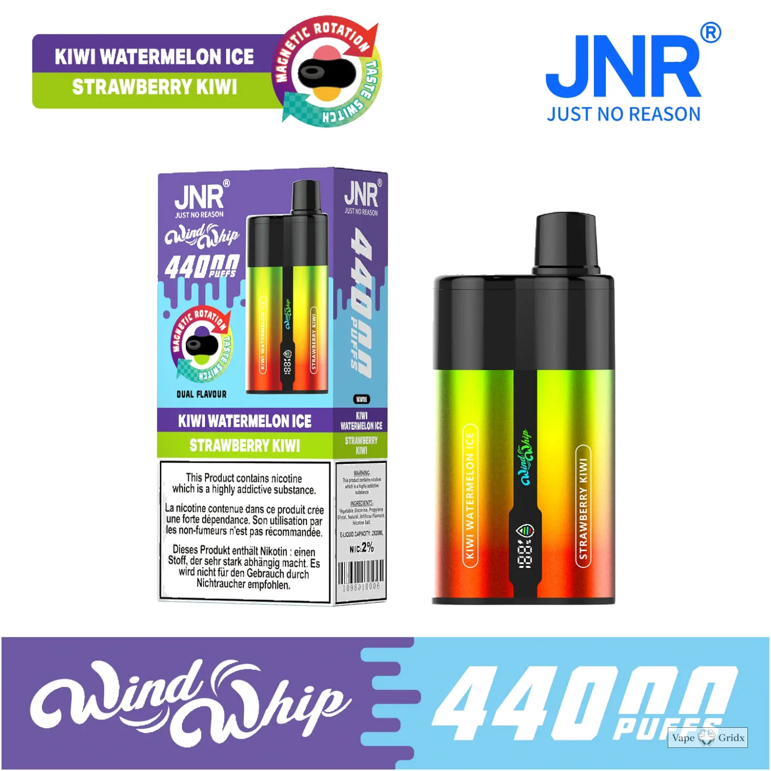 JNR Wind Whip 44000 44K Trekjes Dual smaak Wegwerp vape - image 5