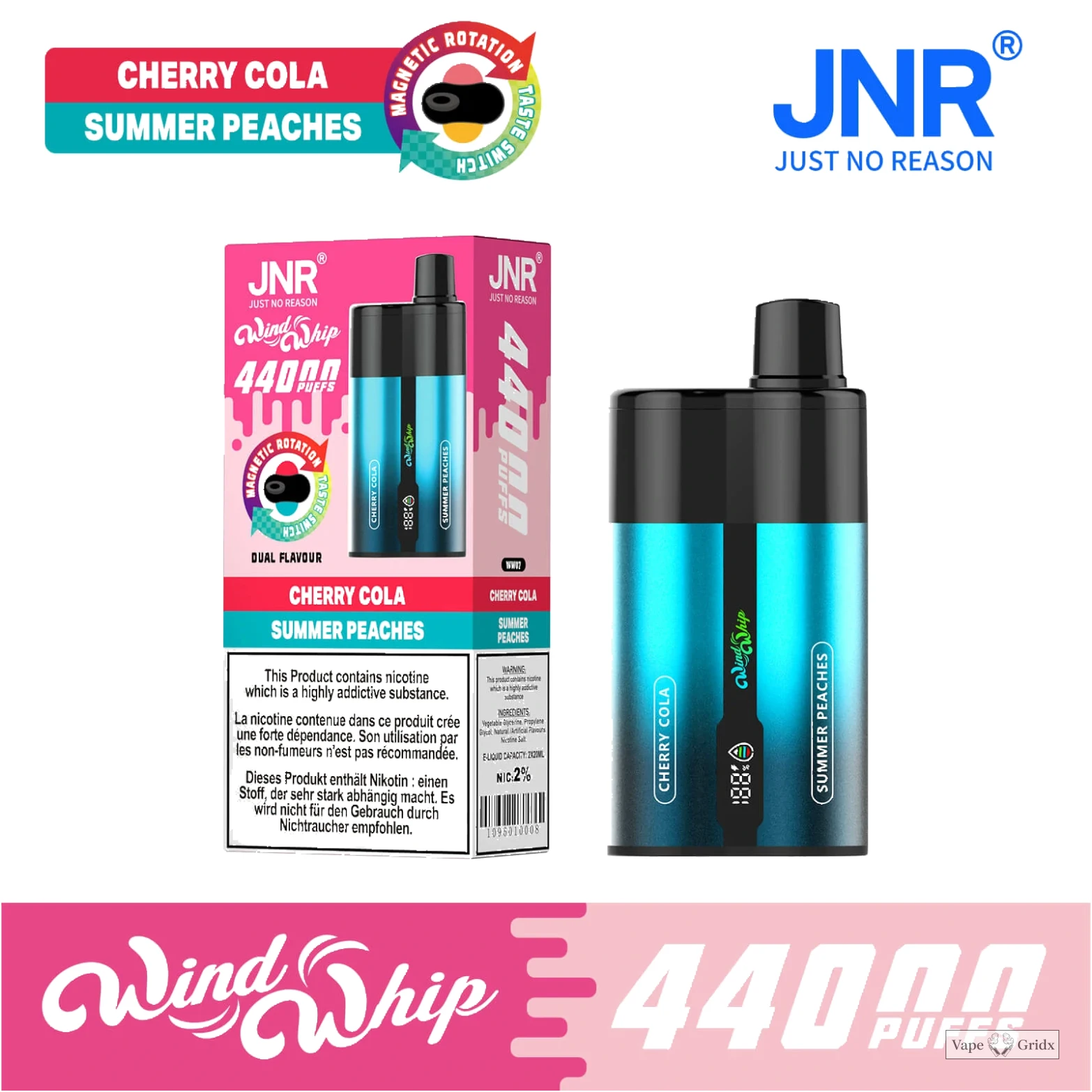 JNR Wind Whip 44000 44K Trekjes Dual smaak Wegwerp vape - image 6