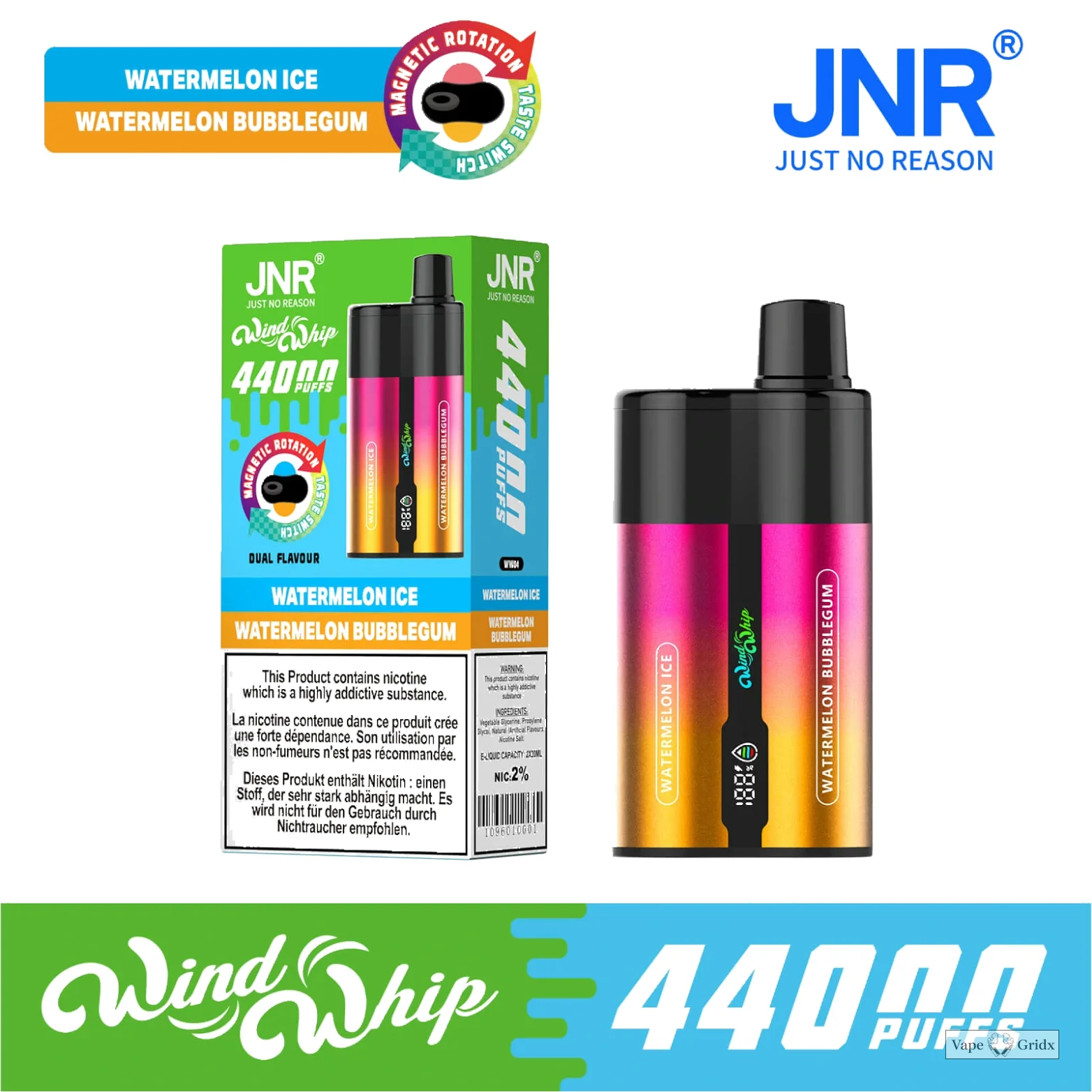 JNR Wind Whip 44000 44K Trekjes Dual smaak Wegwerp vape - image 7