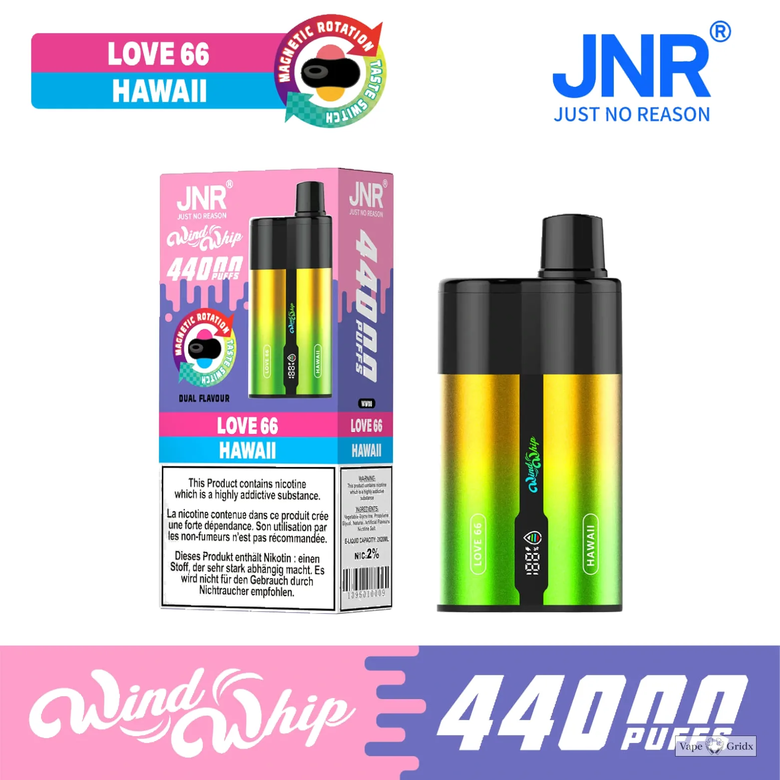 JNR Wind Whip 44000 44K Trekjes Dual smaak Wegwerp vape - image 8