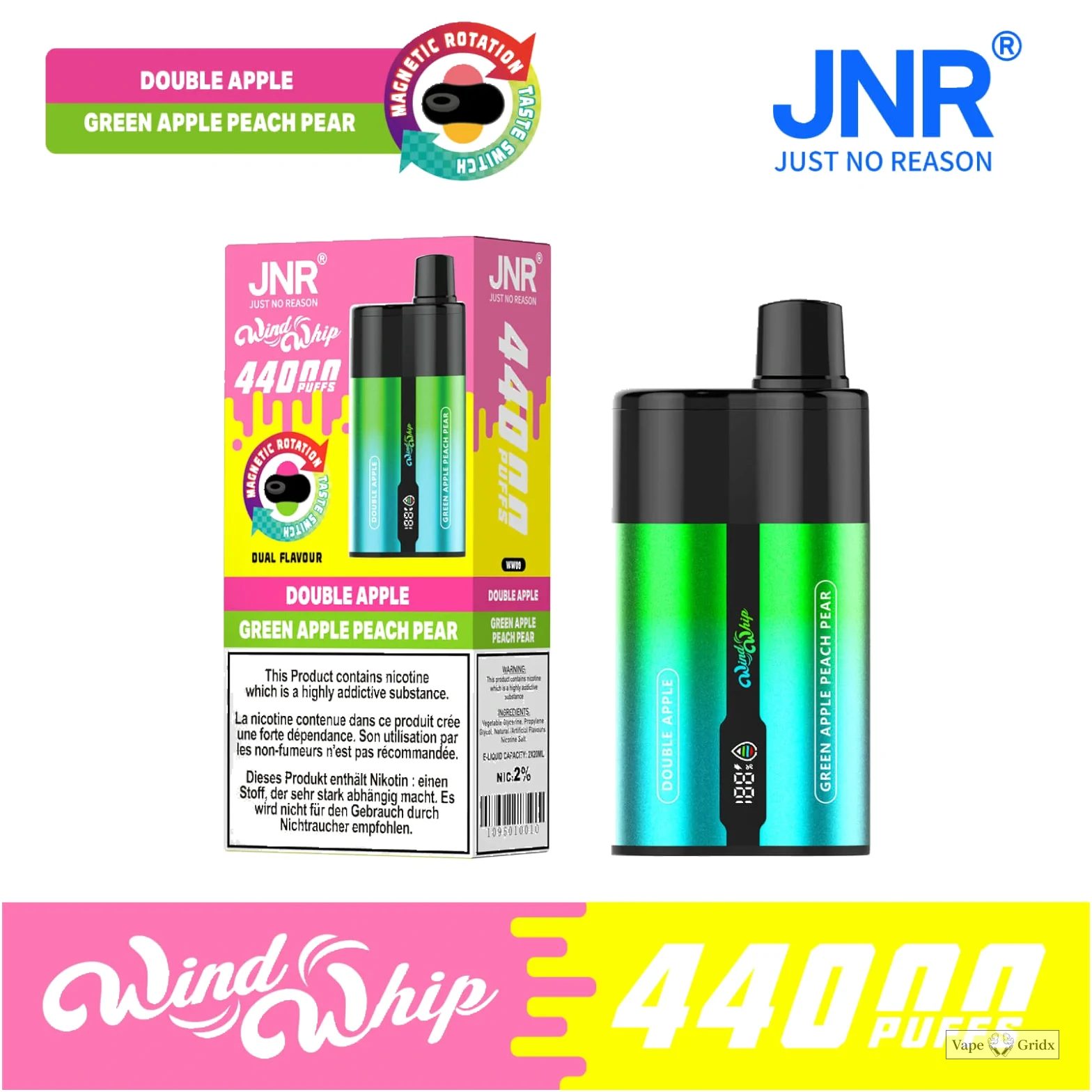 JNR Wind Whip 44000 44K Trekjes Dual smaak Wegwerp vape - image 9