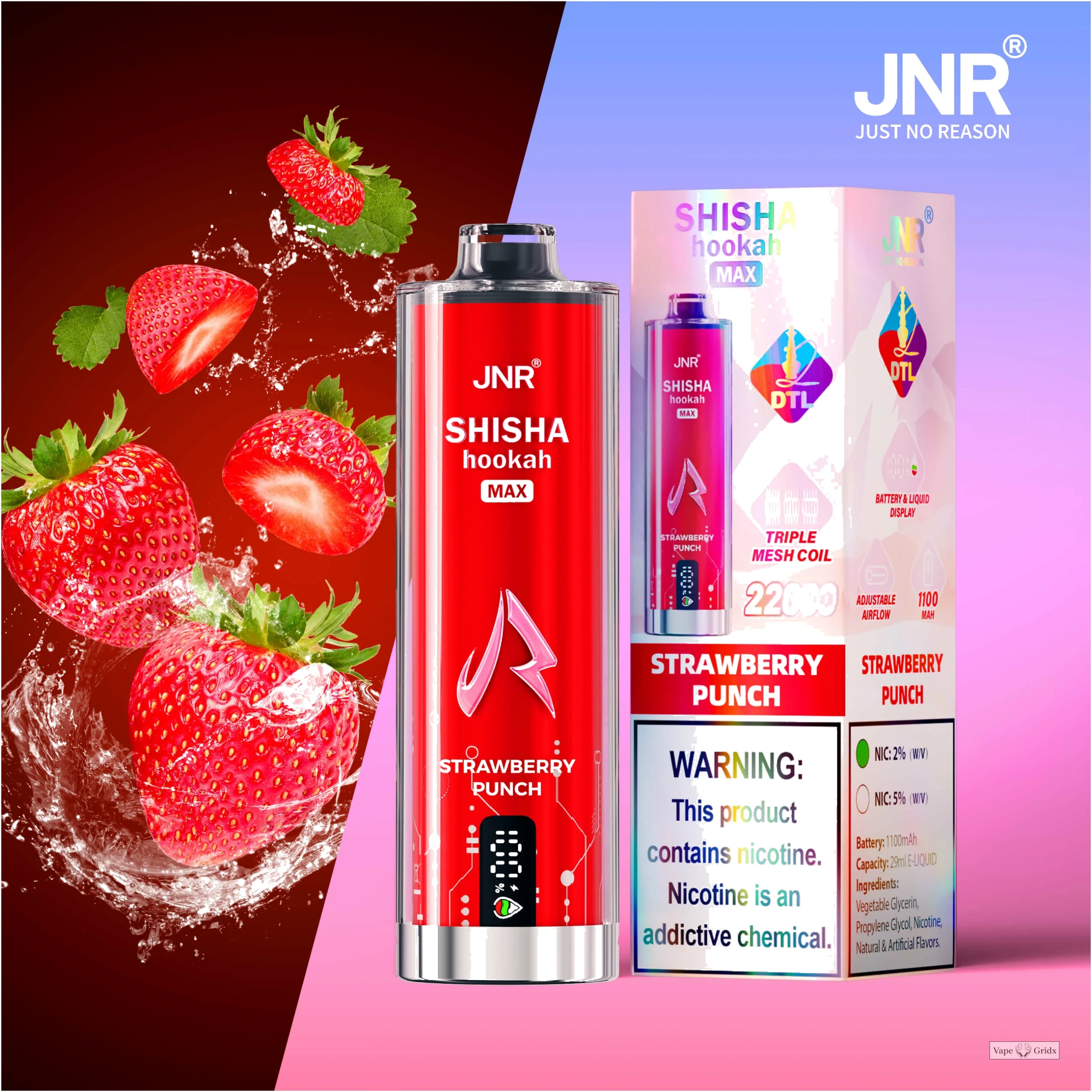 JNR Shisha Hookah Max 22000 22K Trekjes Wegwerp vape
