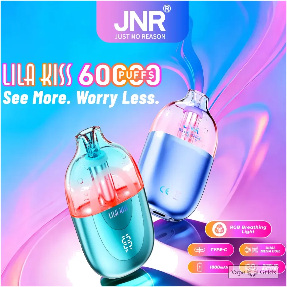 JNR Lila Kiss 60000 60K Trekjes Dual Mesh Coil Wegwerp vape - image 4