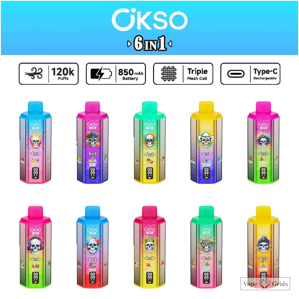 Okso 6-in-1 120000 120K Trekjes Wegwerp vape - image 2