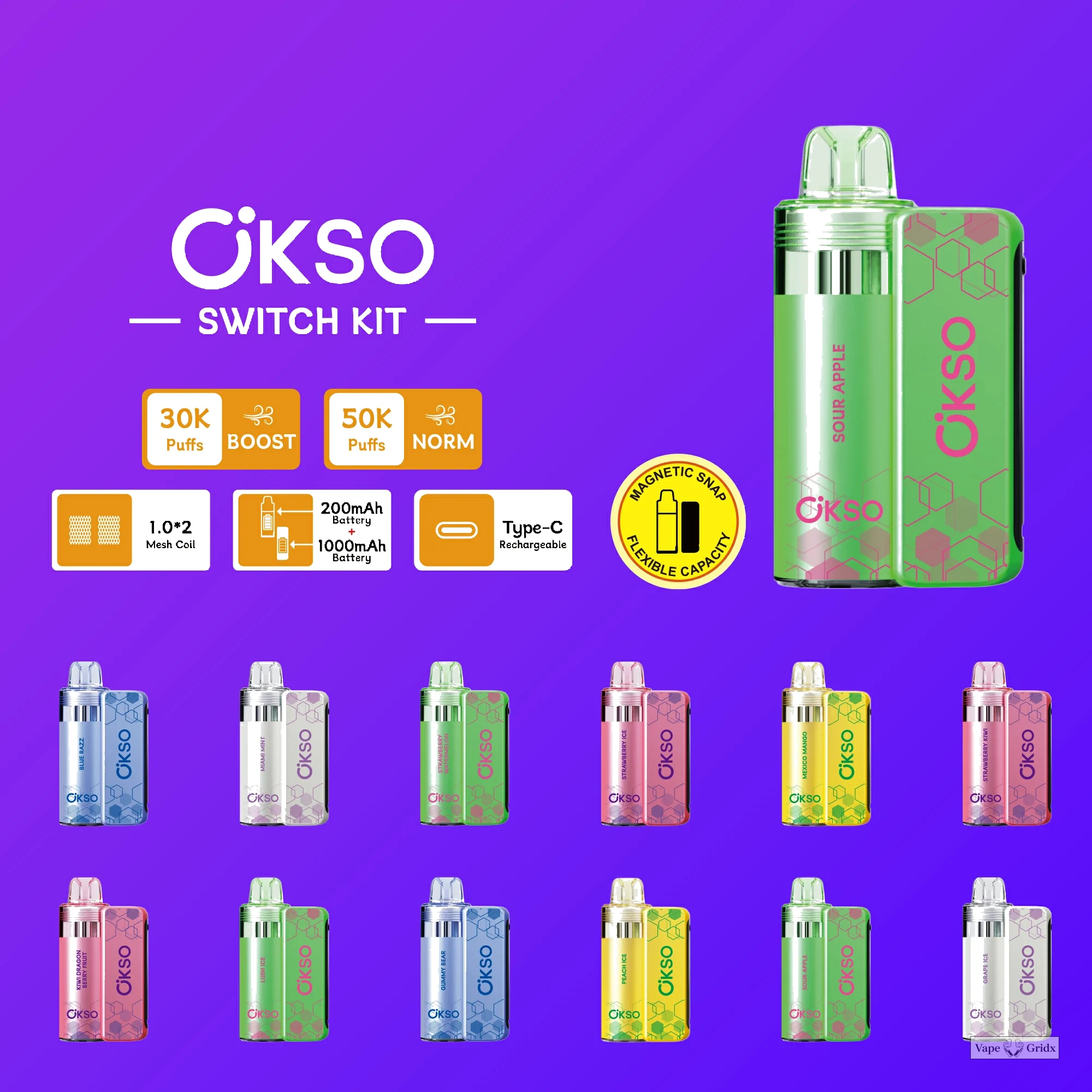 OKSO Switch KIT 50000 50K Trekjes Magnetische Wegwerp vape - image 8