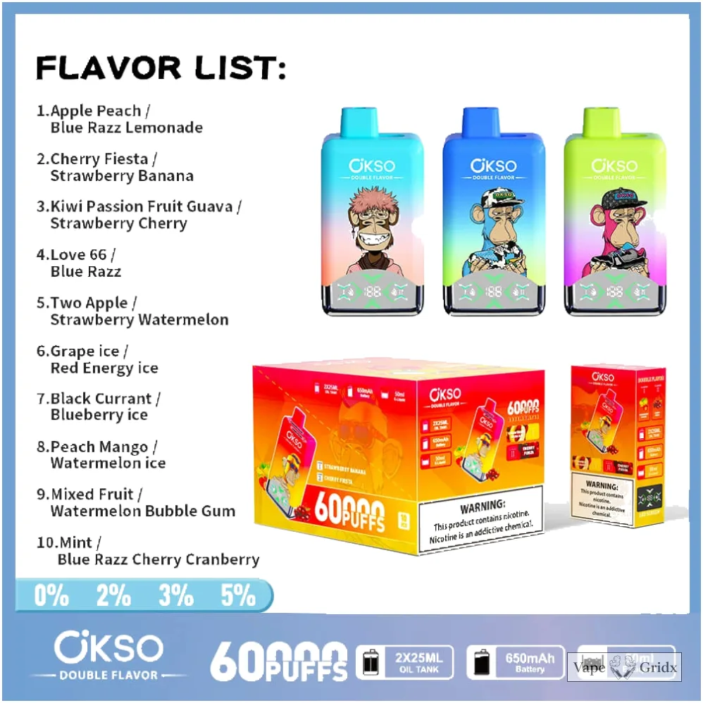 OKSO 60000 60K Trekjes Dual smaak Wegwerp vape - image 11