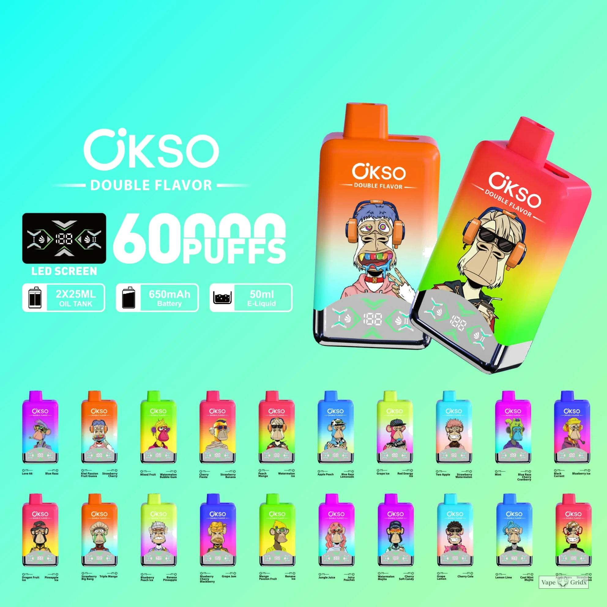 OKSO 60000 60K Trekjes Dual smaak Wegwerp vape - image 10