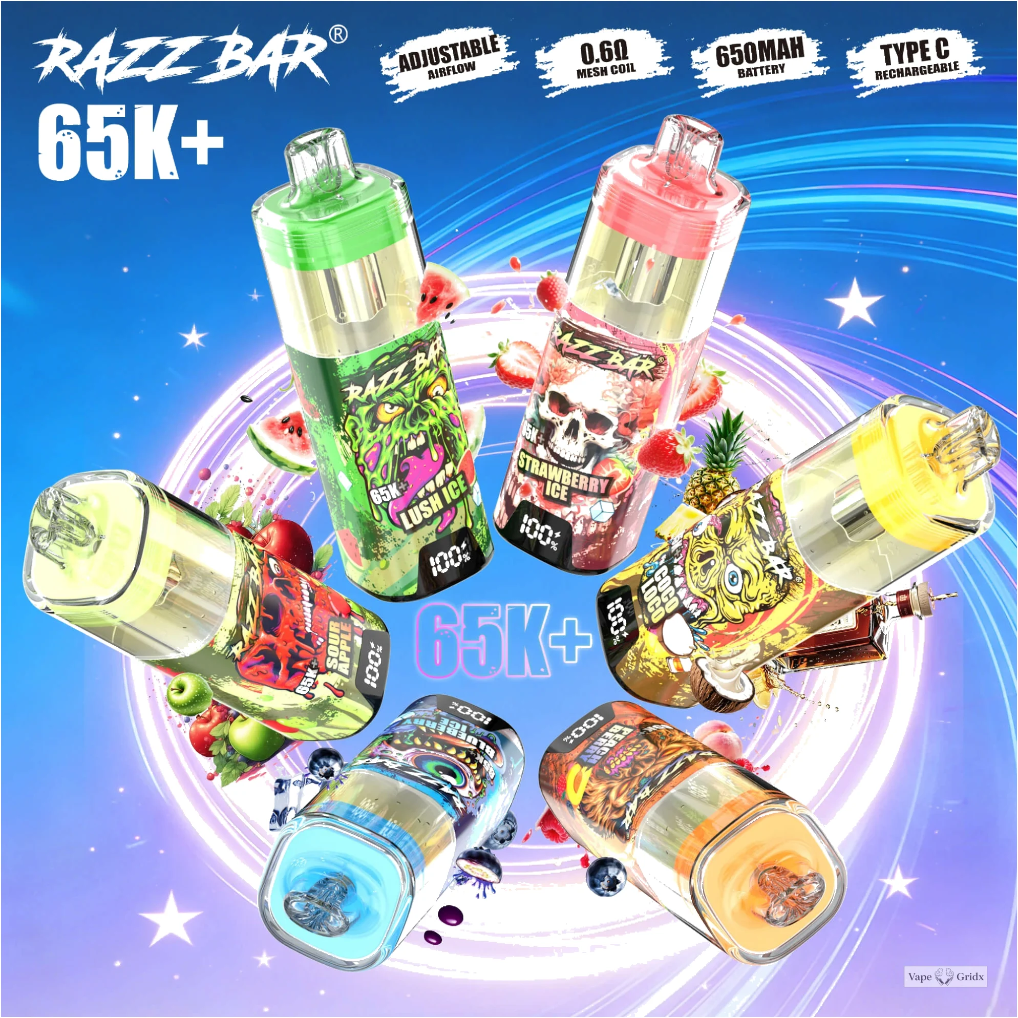 Razz Bar Smart Screen 65000 65K Trekjes Wegwerp vape - image 9