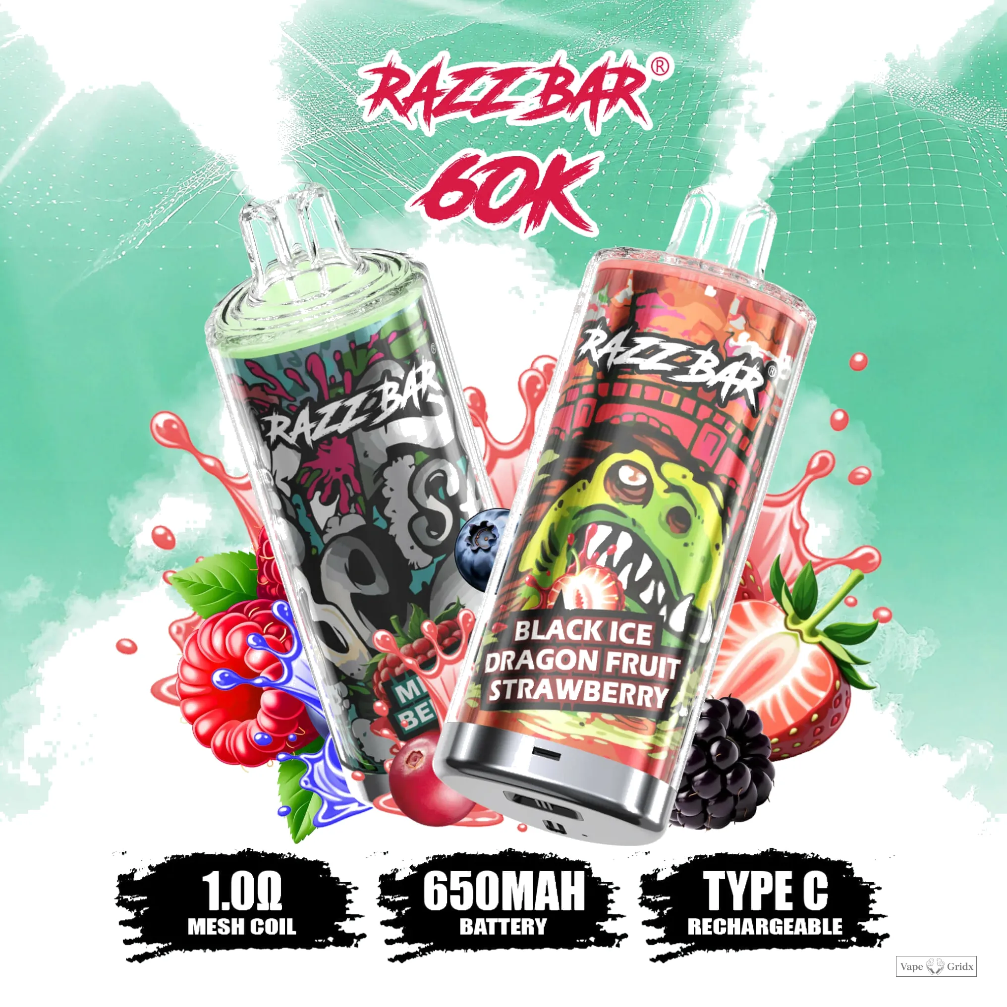 Razz Bar 60000 60K Trekjes Mesh Coil Wegwerp vape - image 2