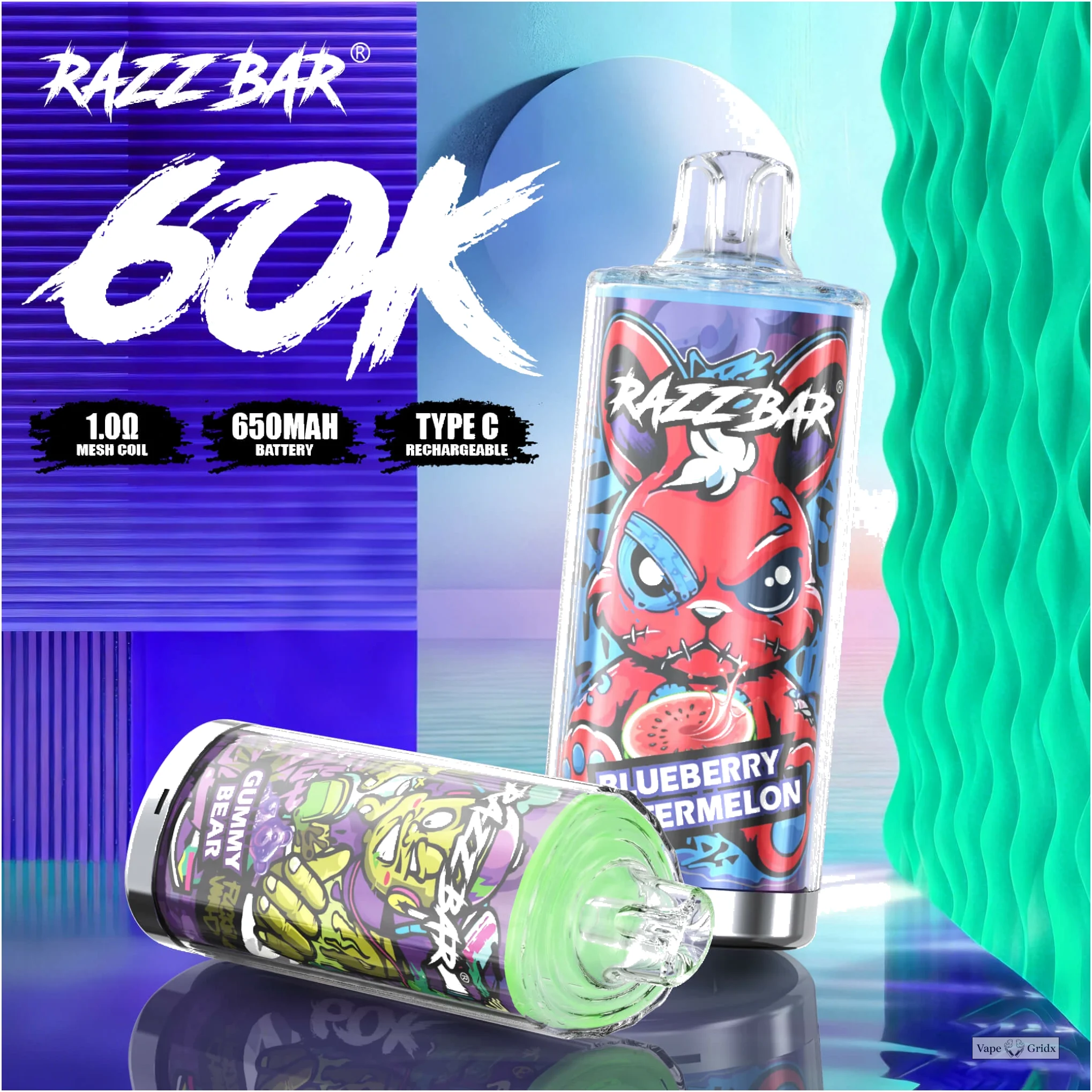 Razz Bar 60000 60K Trekjes Mesh Coil Wegwerp vape - image 3