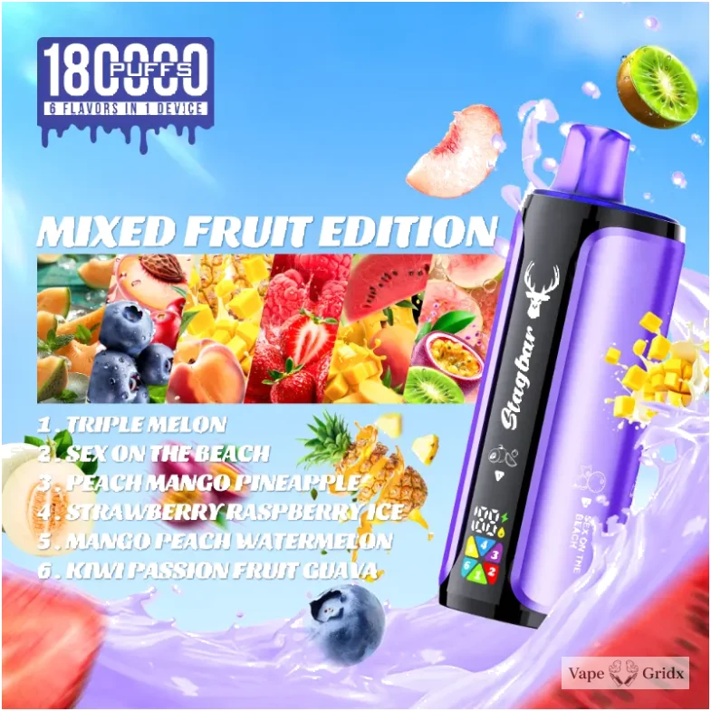 Stag Bar 6-in-1 180000 180K Trekjes 6 smaken Wegwerp vape