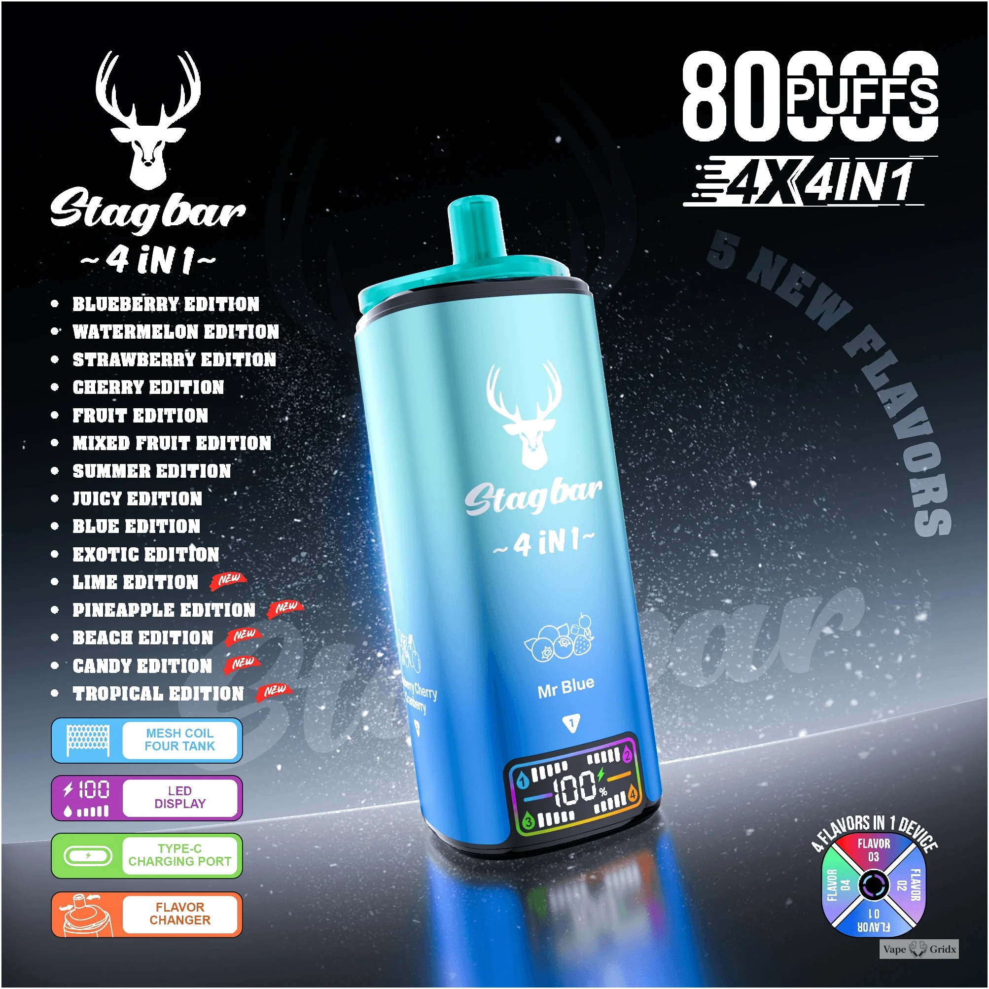Stag Bar 4-in-1 80000 80K Trekjes Wegwerp vape - image 3
