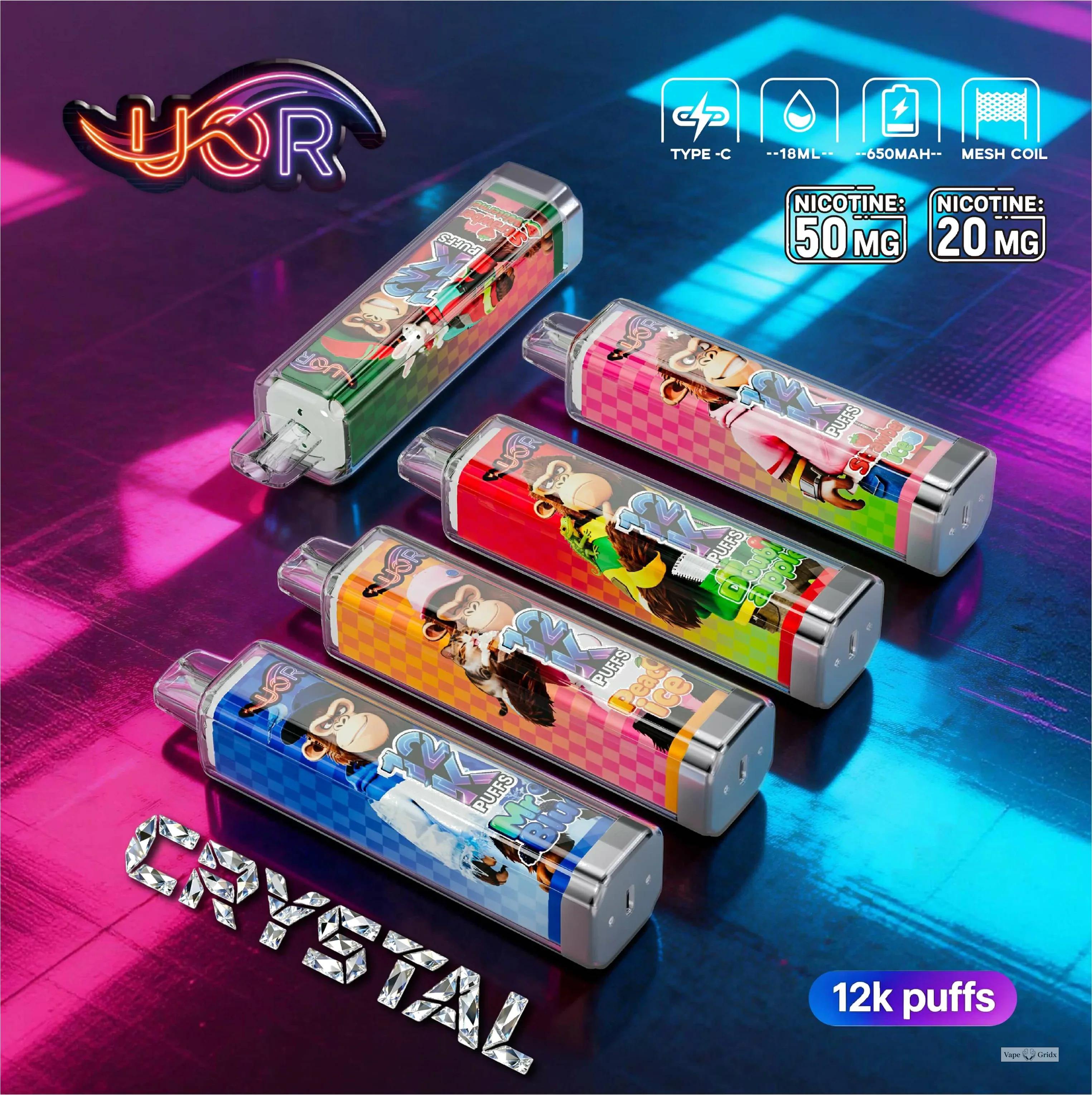 UOR Crystal 12000 12K Trekjes RGB Light Wegwerp vape - image 6