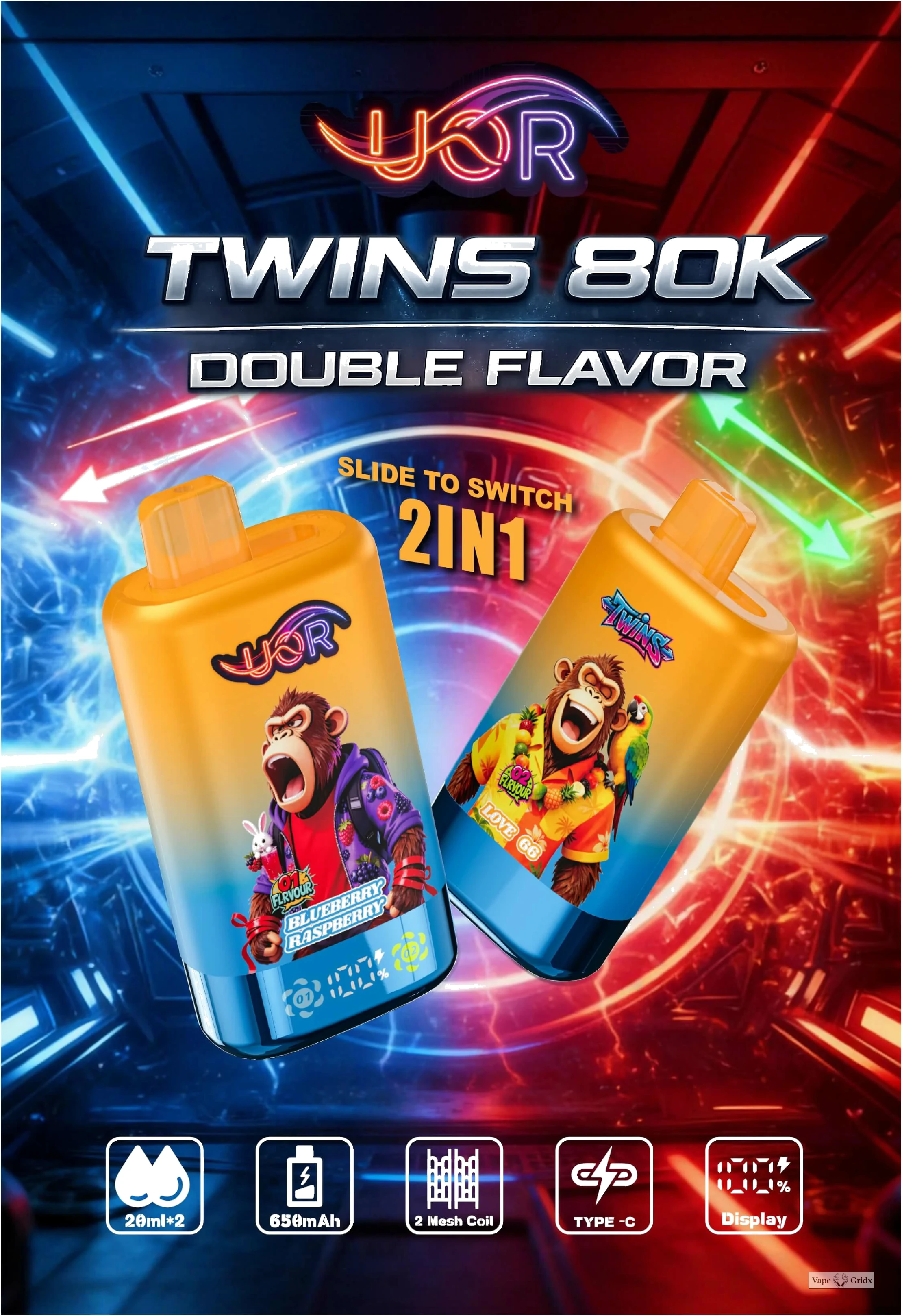 UOR Twins 80000 80K Trekjes Dual smaak Wegwerp vape - image 12