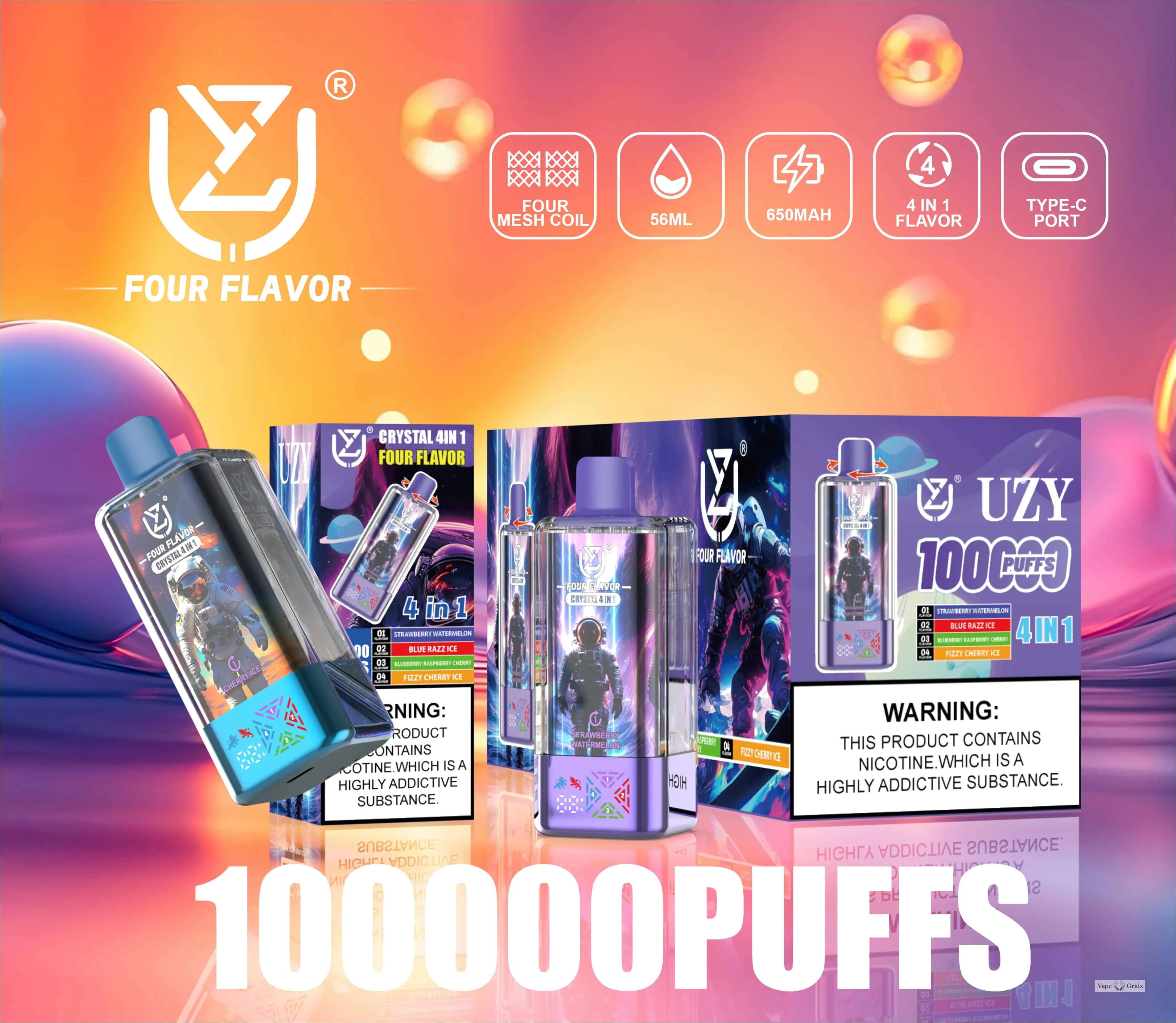 UZY Crysta 100000 100K Trekjes 4-in-1 Wegwerp vape - image 3