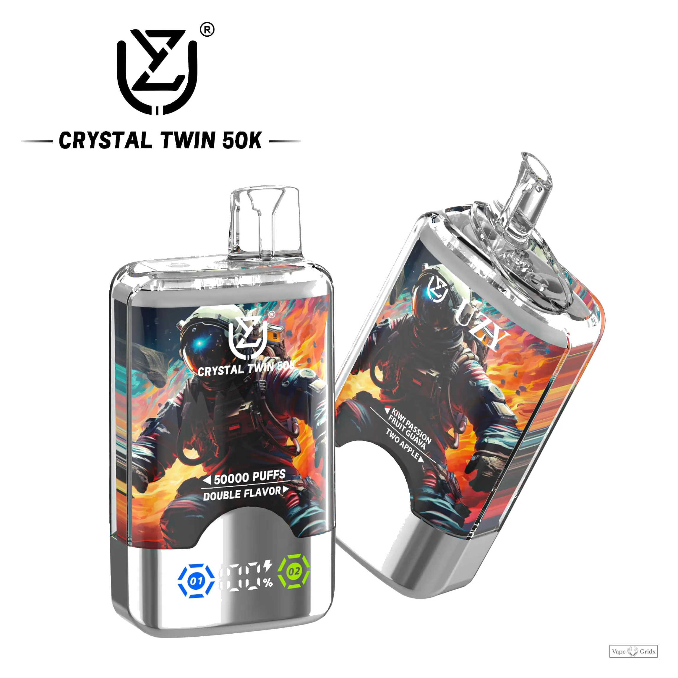UZY Crystal Twin 50000 50K Trekjes dubbele smaak wegwerp vape