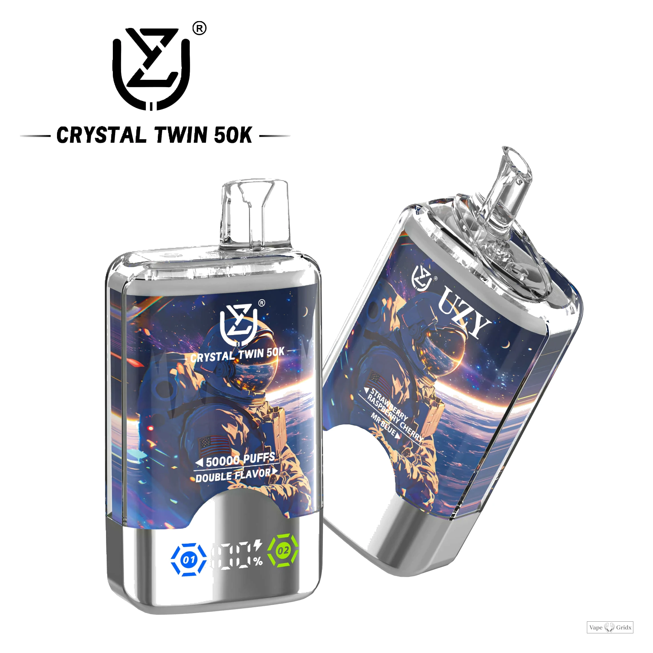 UZY Crystal Twin 50000 50K Trekjes dubbele smaak wegwerp vape - image 2