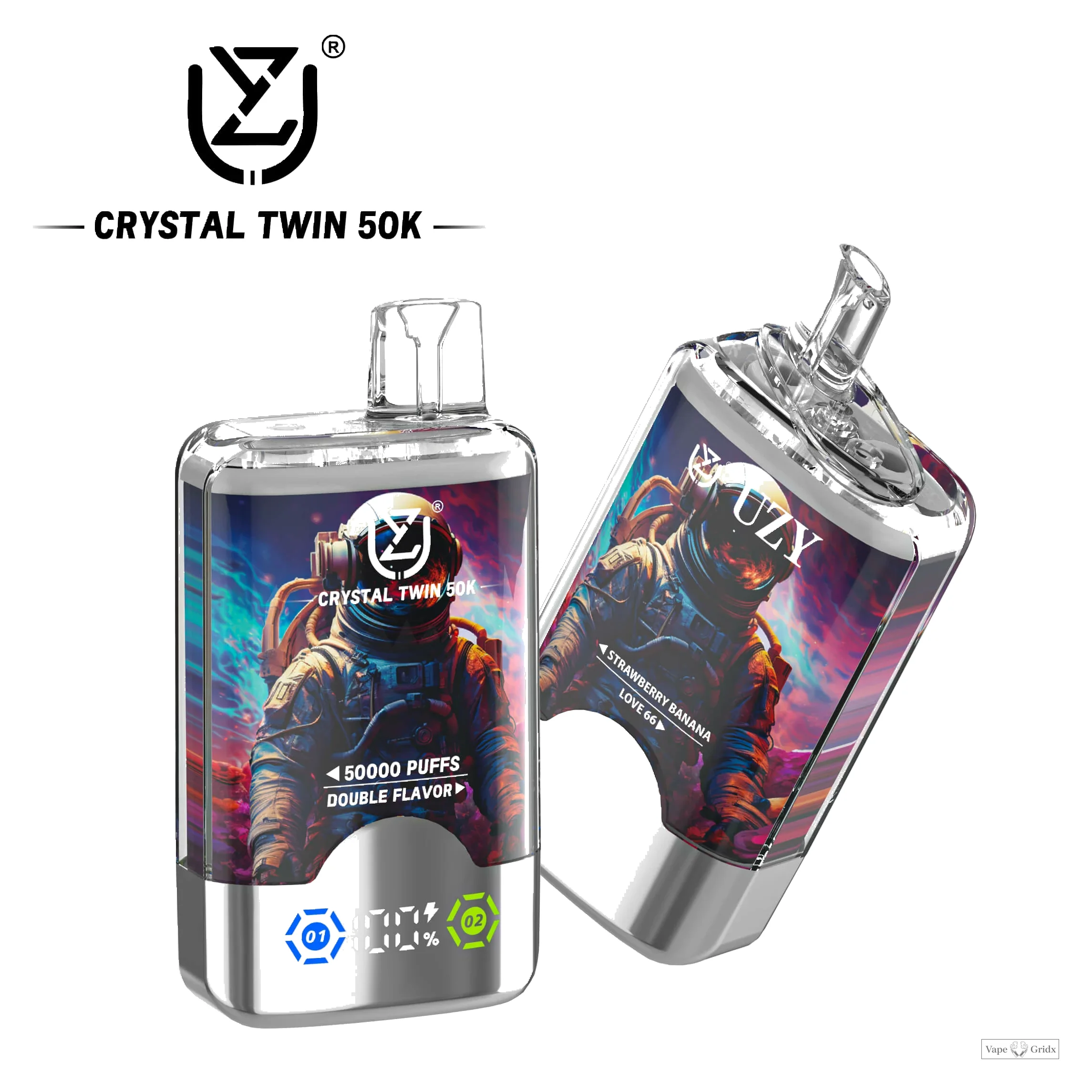 UZY Crystal Twin 50000 50K Trekjes dubbele smaak wegwerp vape - image 3