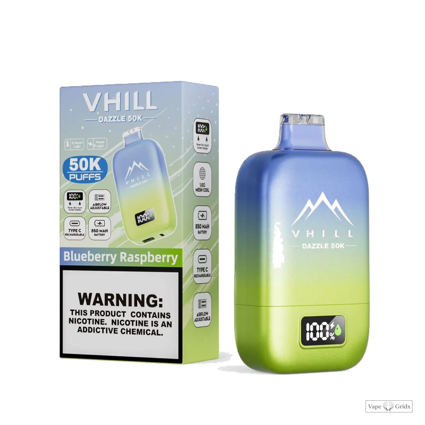 VHILL DAZZLE 50000 50K Trekjes USB-C Wegwerp vape