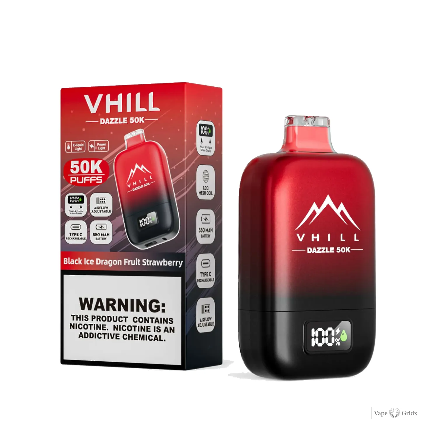 VHILL DAZZLE 50000 50K Trekjes USB-C Wegwerp vape - image 2