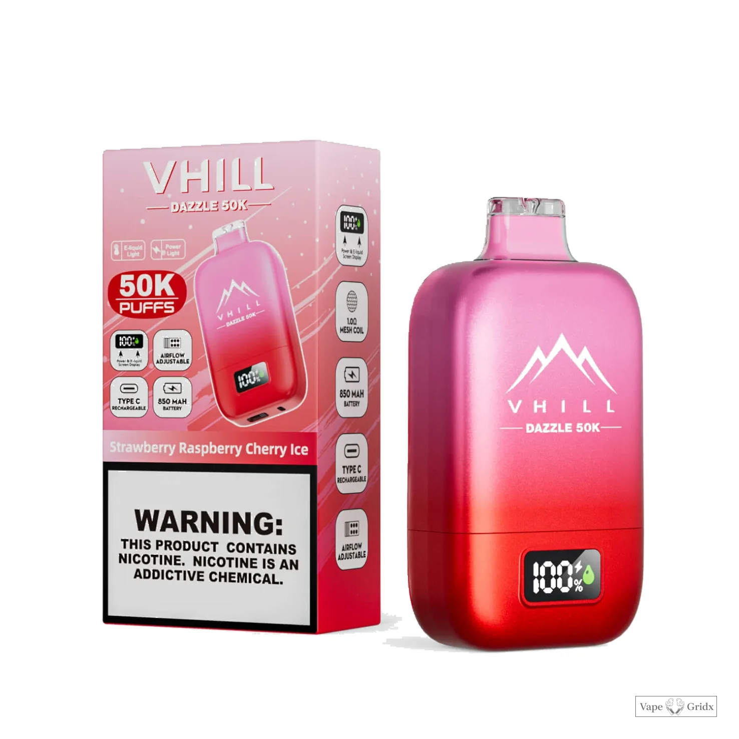 VHILL DAZZLE 50000 50K Trekjes USB-C Wegwerp vape - image 12