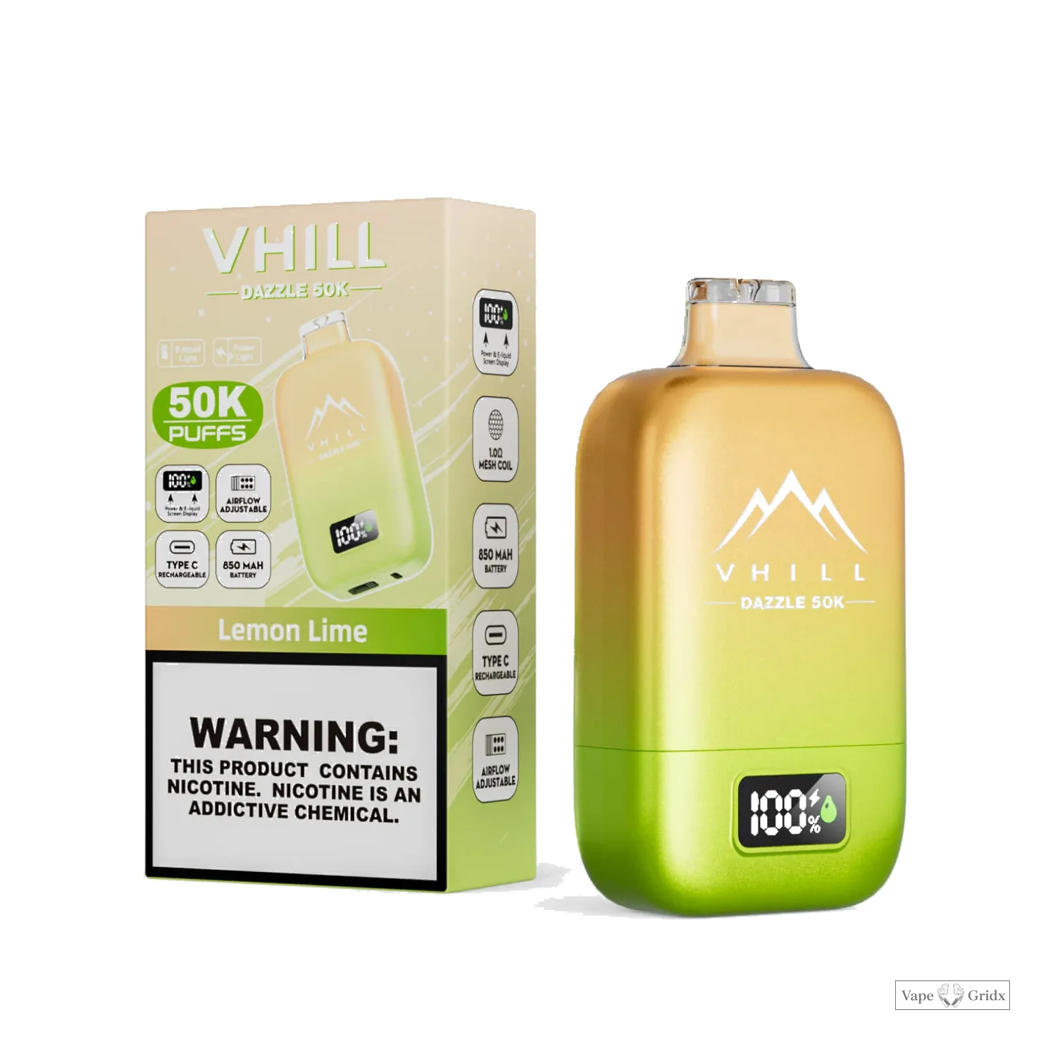 VHILL DAZZLE 50000 50K Trekjes USB-C Wegwerp vape - image 15