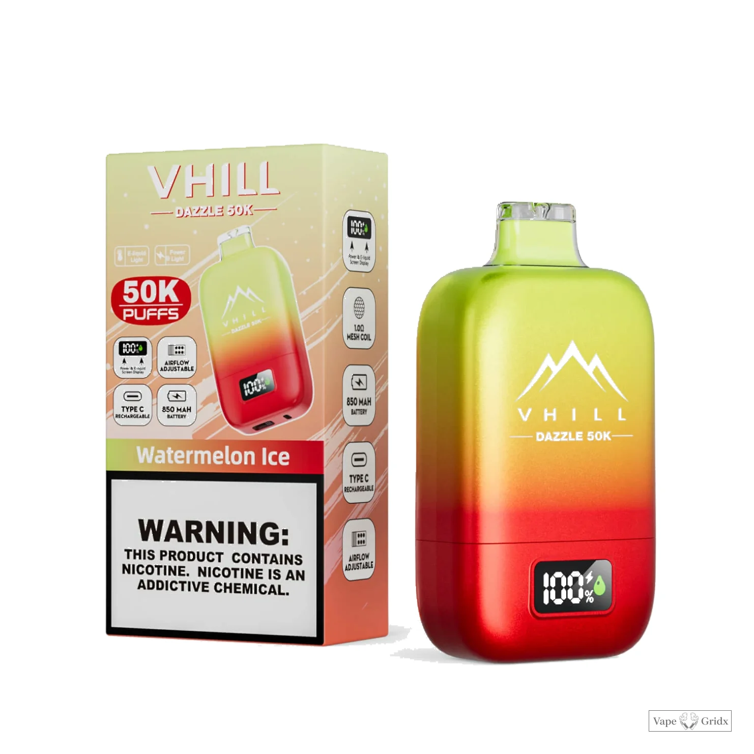 VHILL DAZZLE 50000 50K Trekjes USB-C Wegwerp vape - image 17
