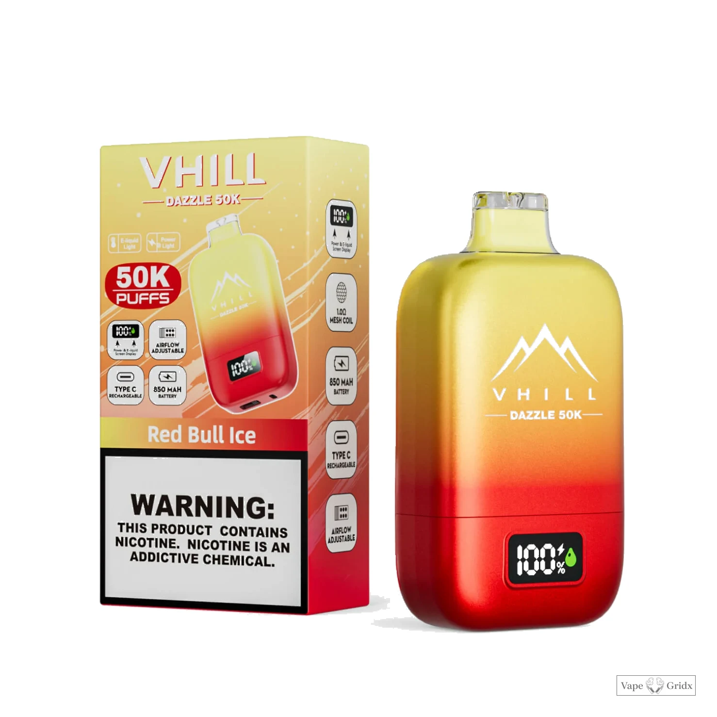 VHILL DAZZLE 50000 50K Trekjes USB-C Wegwerp vape - image 3