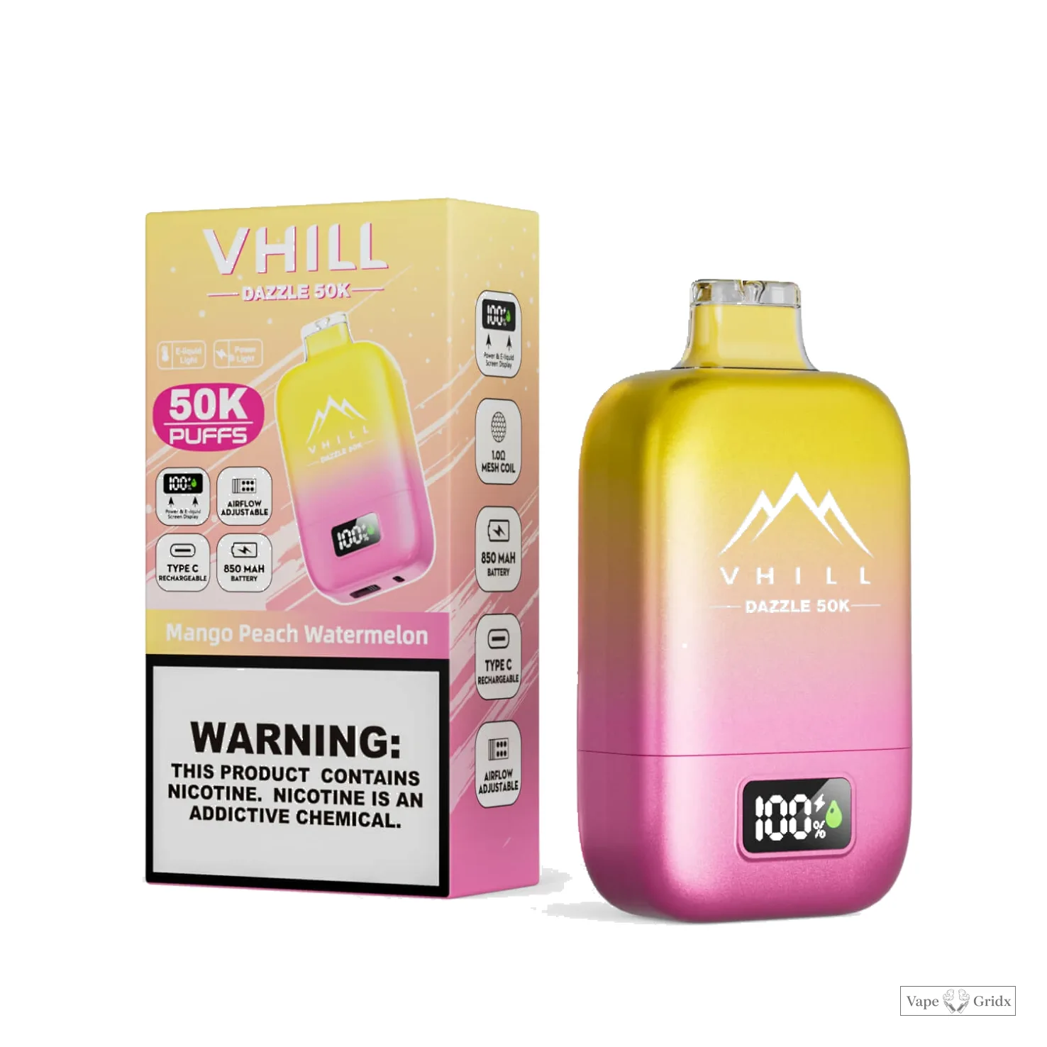 VHILL DAZZLE 50000 50K Trekjes USB-C Wegwerp vape - image 4