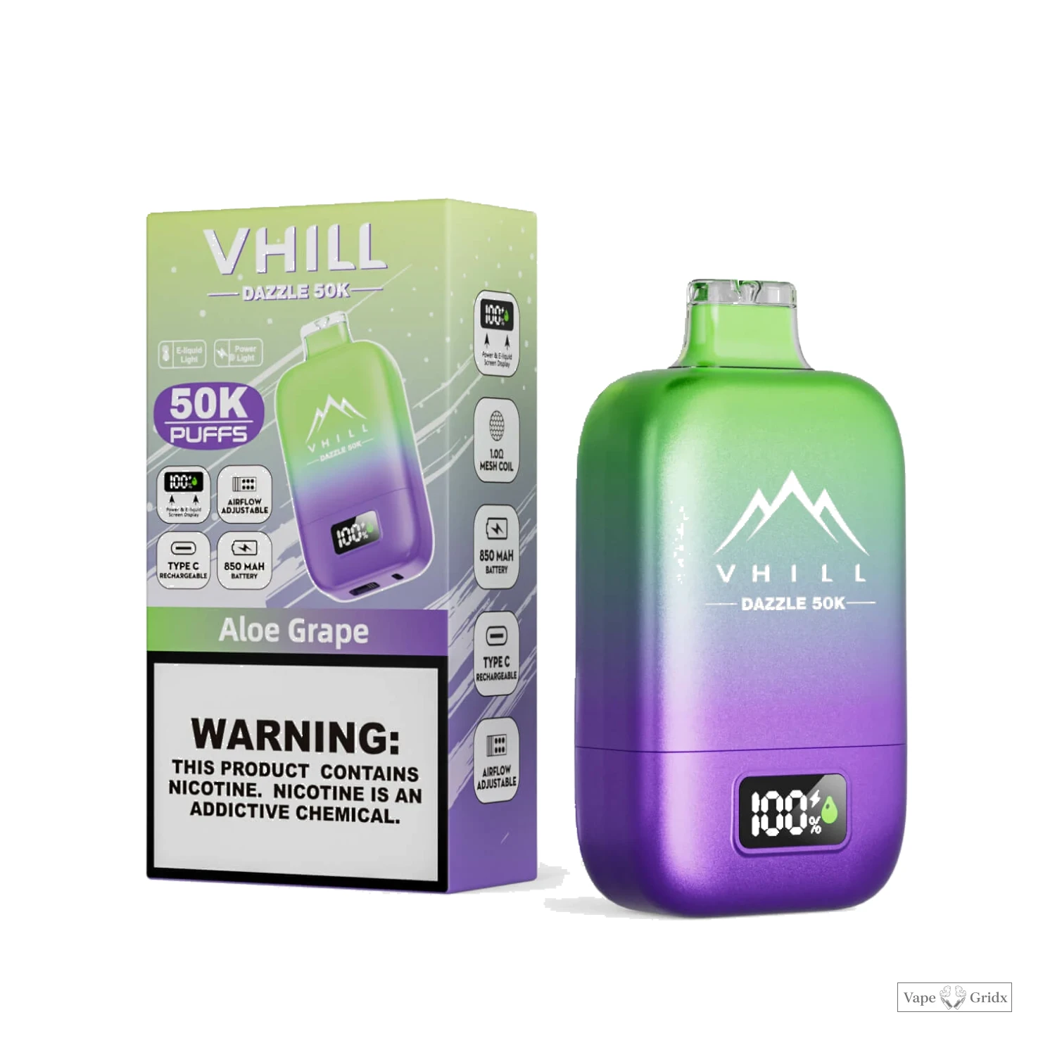 VHILL DAZZLE 50000 50K Trekjes USB-C Wegwerp vape - image 5