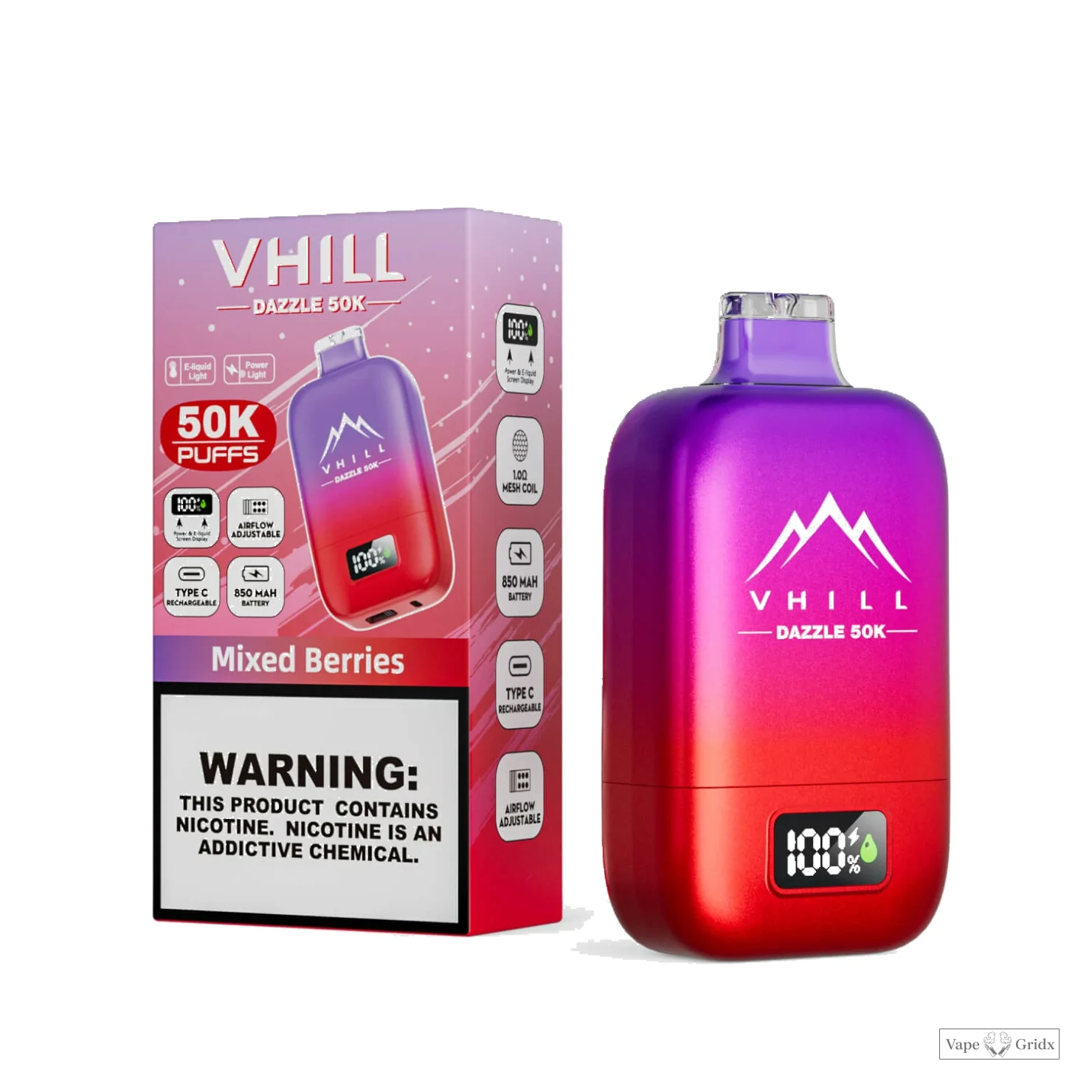 VHILL DAZZLE 50000 50K Trekjes USB-C Wegwerp vape - image 6