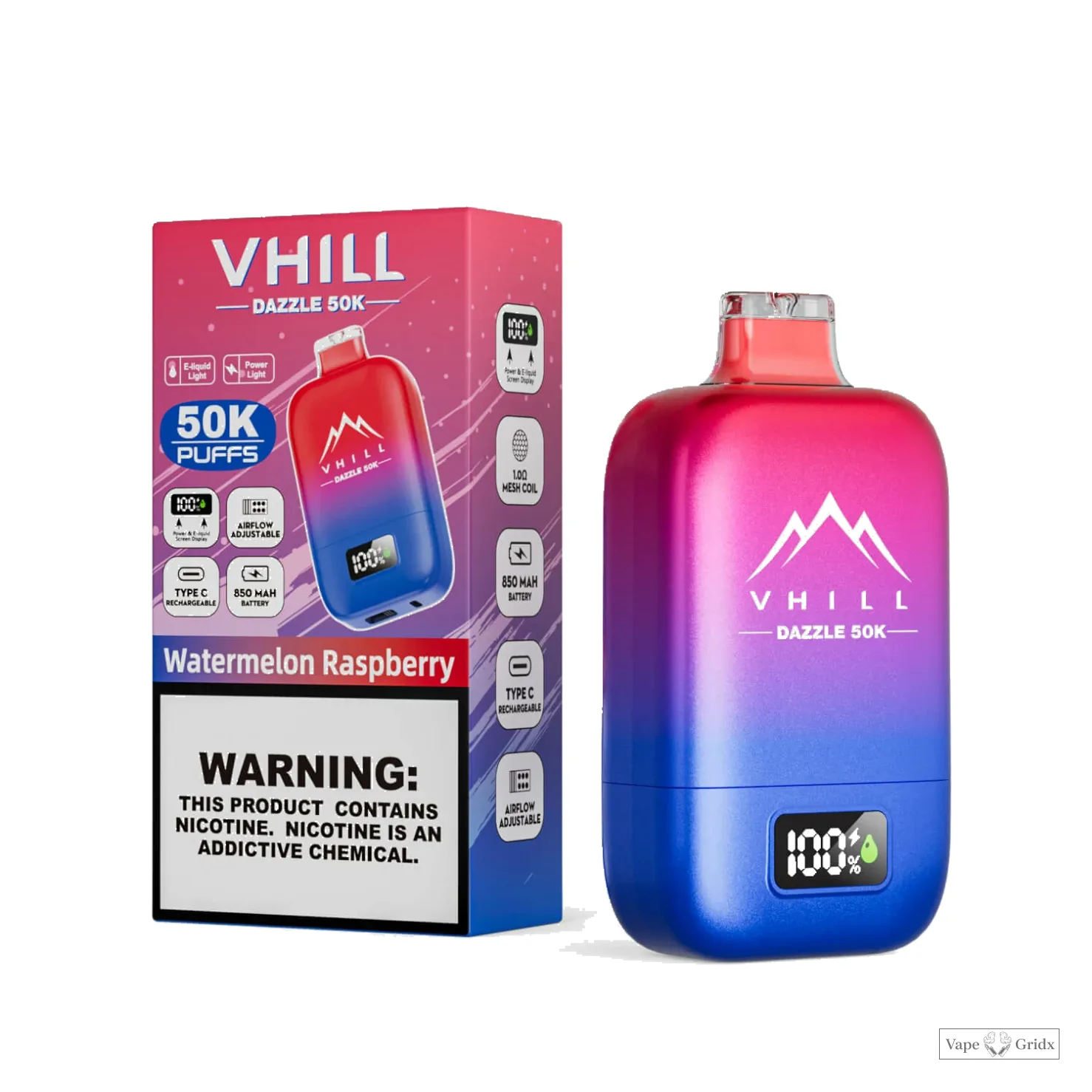 VHILL DAZZLE 50000 50K Trekjes USB-C Wegwerp vape - image 7