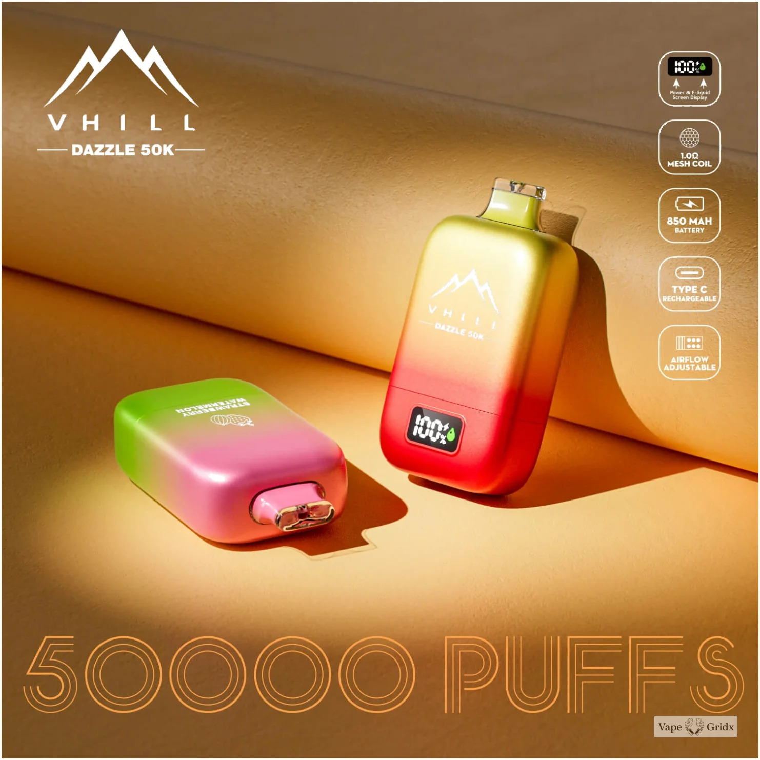 VHILL DAZZLE 50000 50K Trekjes USB-C Wegwerp vape - image 9