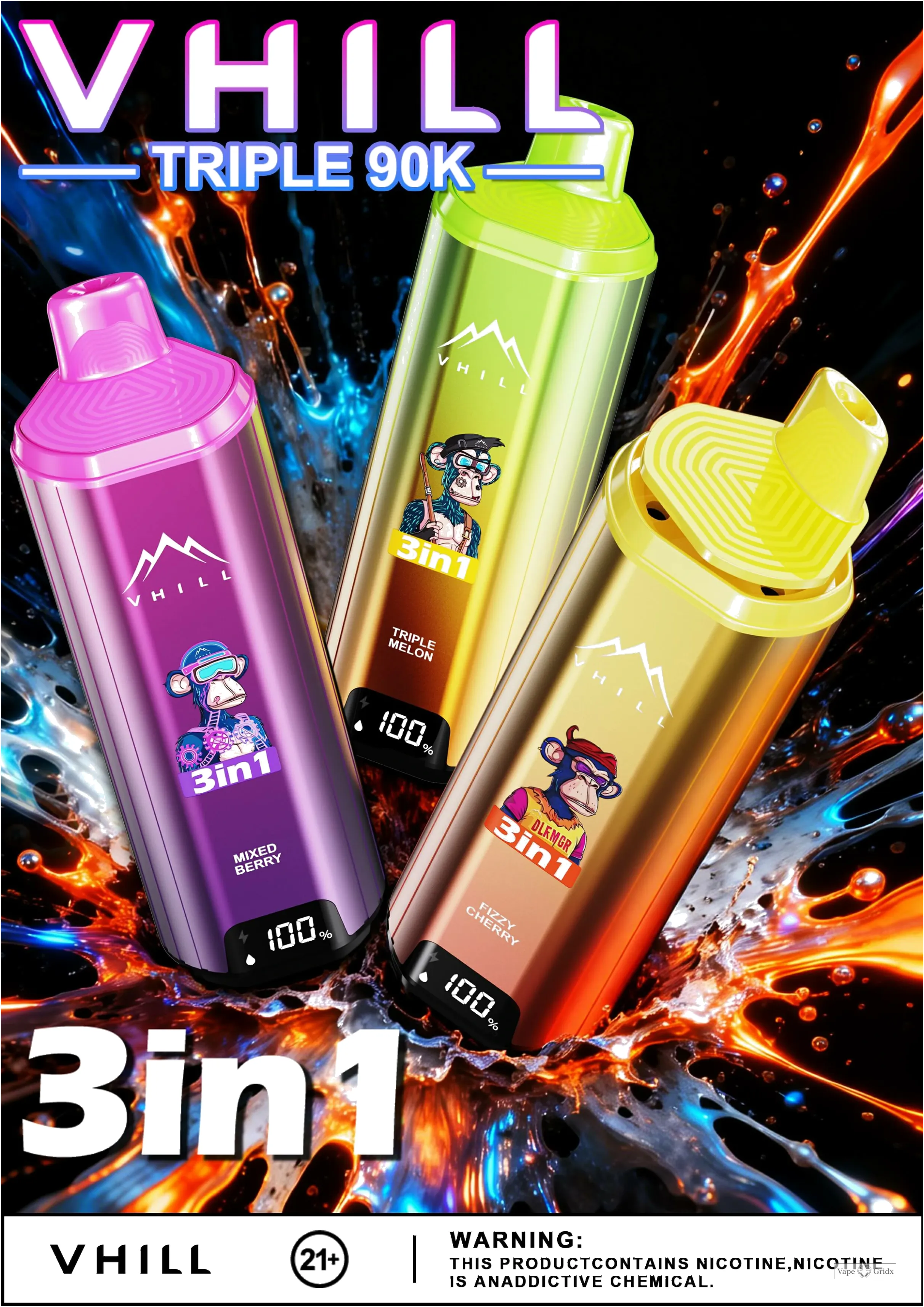VHILL TRIPLE 3-in-1 90000 90K Trekjes Wegwerp vape - image 12