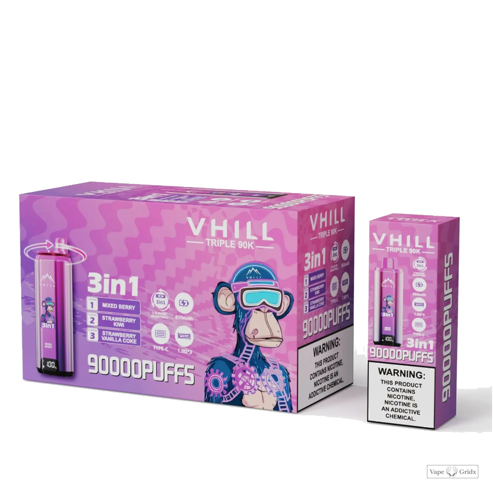 VHILL TRIPLE 3-in-1 90000 90K Trekjes Wegwerp vape - image 3