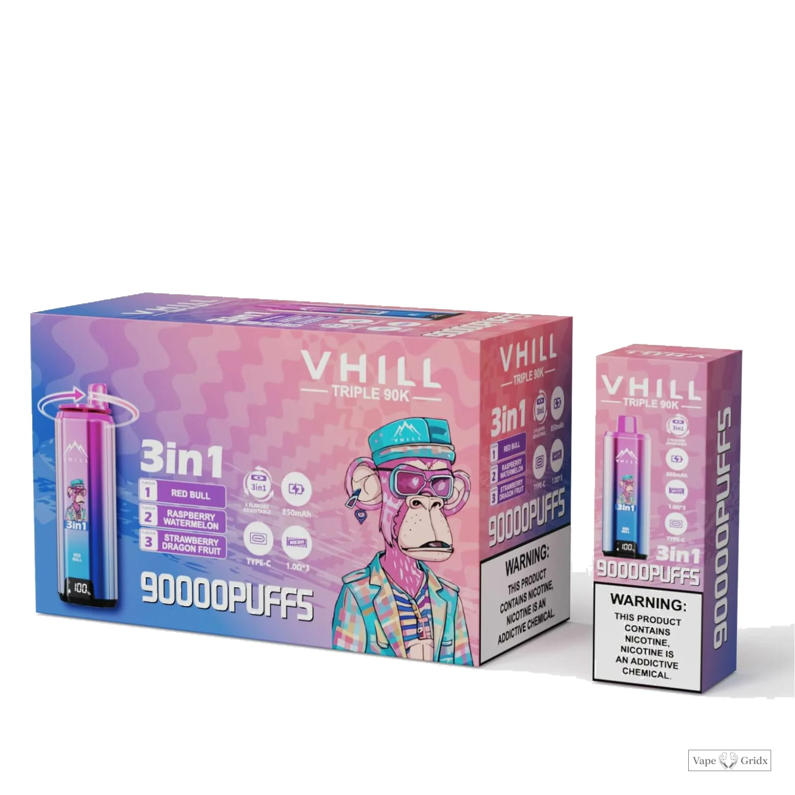 VHILL TRIPLE 3-in-1 90000 90K Trekjes Wegwerp vape - image 5