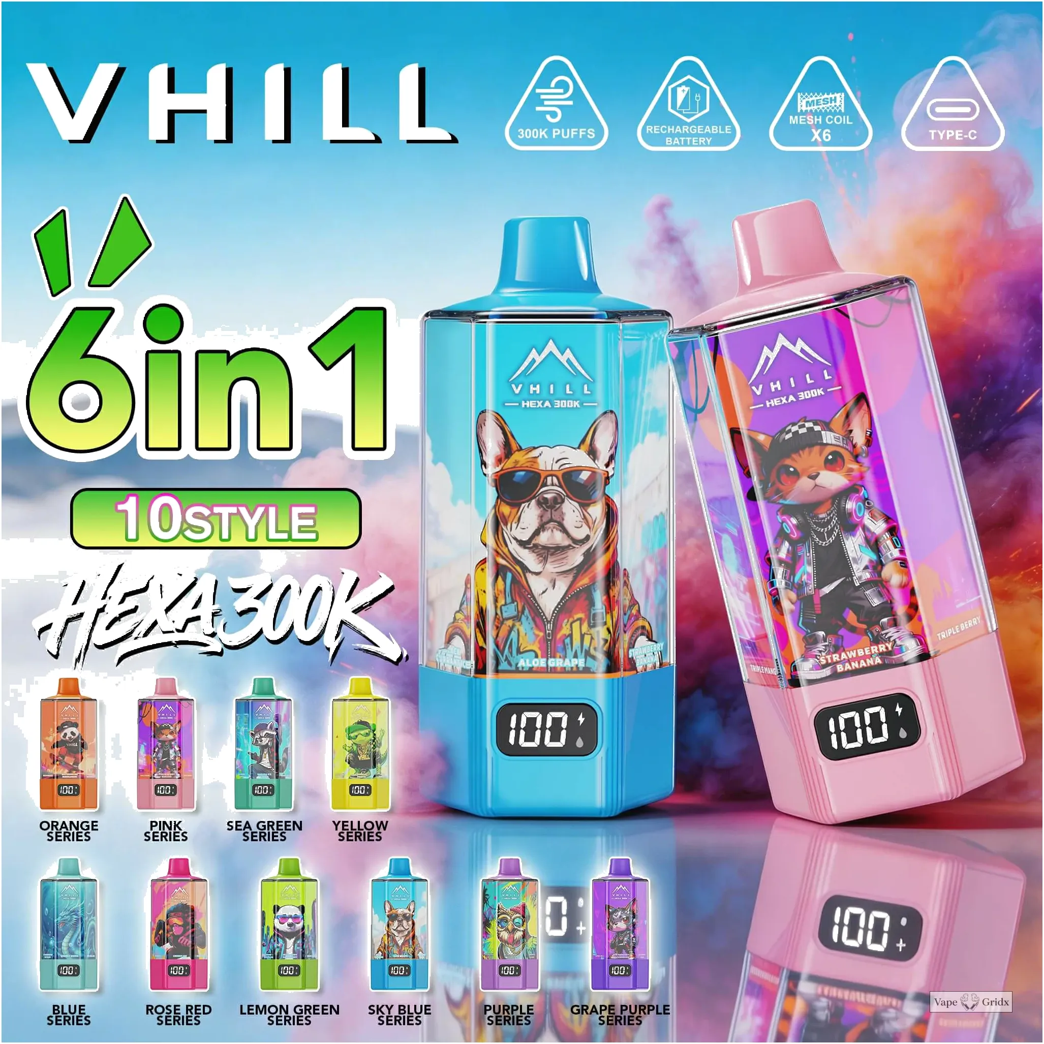 VHILL HEXA 300000 300K Trekjes 6-in-1 Wegwerp vape - image 6