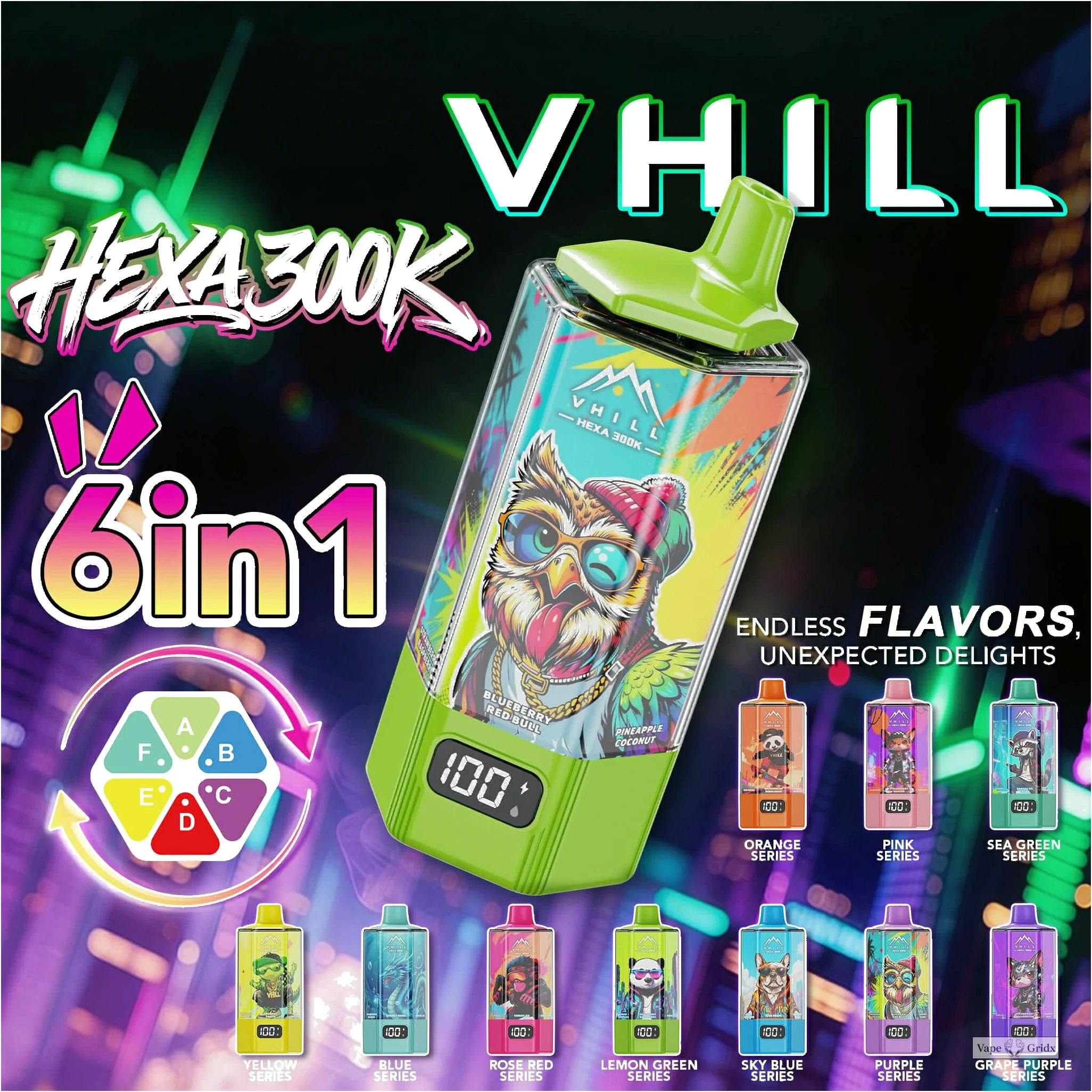 VHILL HEXA 300000 300K Trekjes 6-in-1 Wegwerp vape - image 7