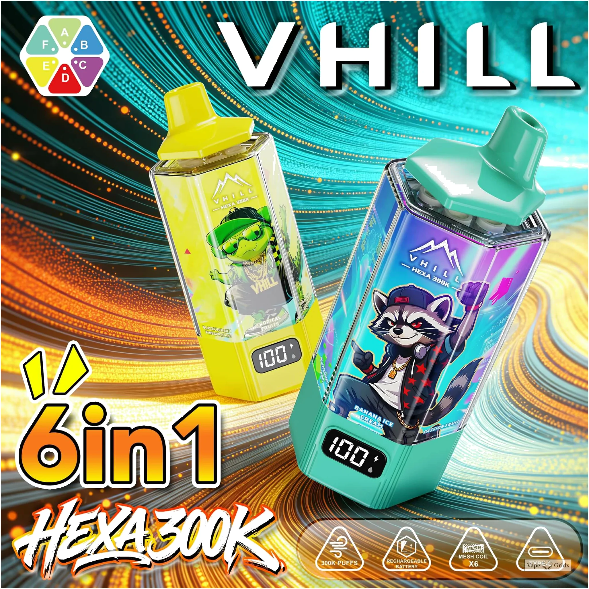 VHILL HEXA 300000 300K Trekjes 6-in-1 Wegwerp vape - image 10
