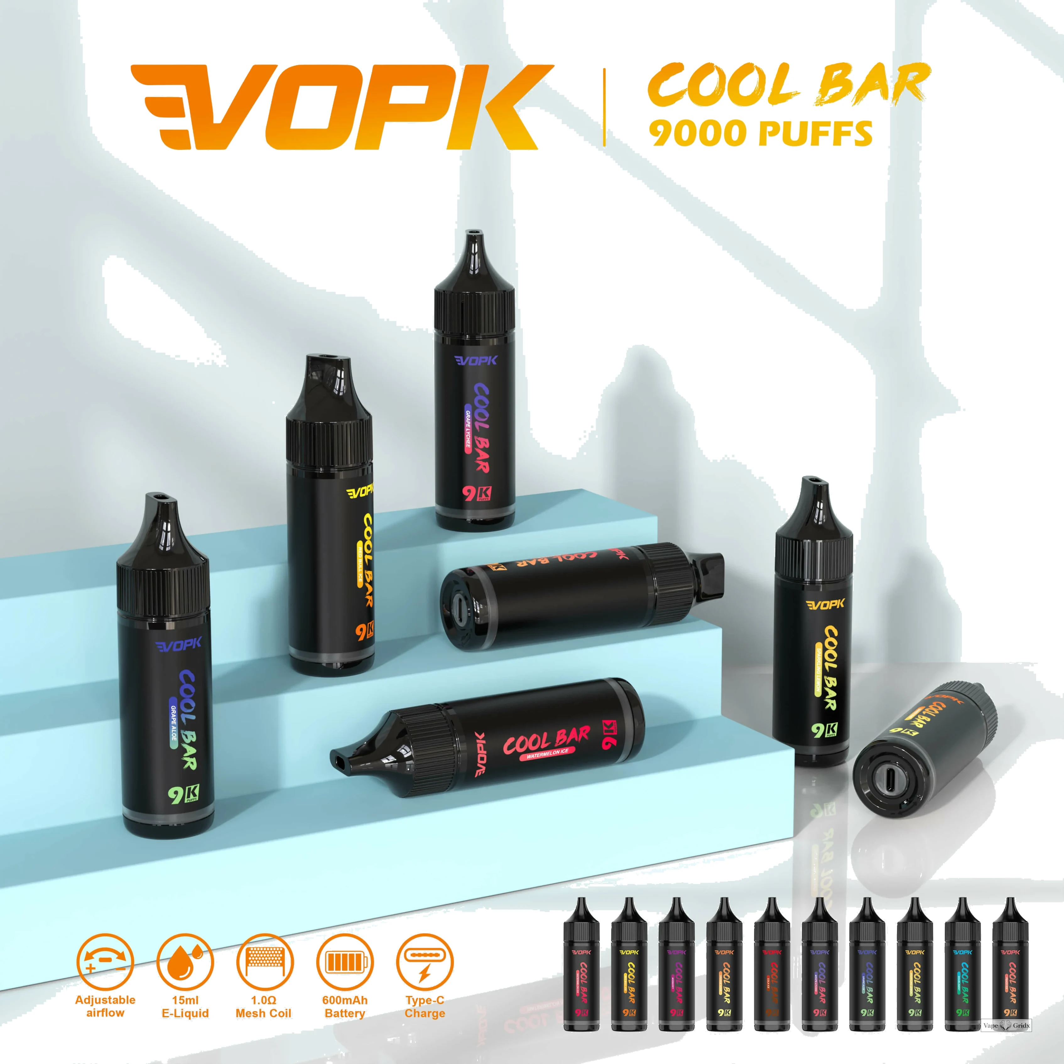 VOPK COOL Bar 9000 9K Trekjes Verstelbare Luchtstroom Wegwerp Vape - image 12