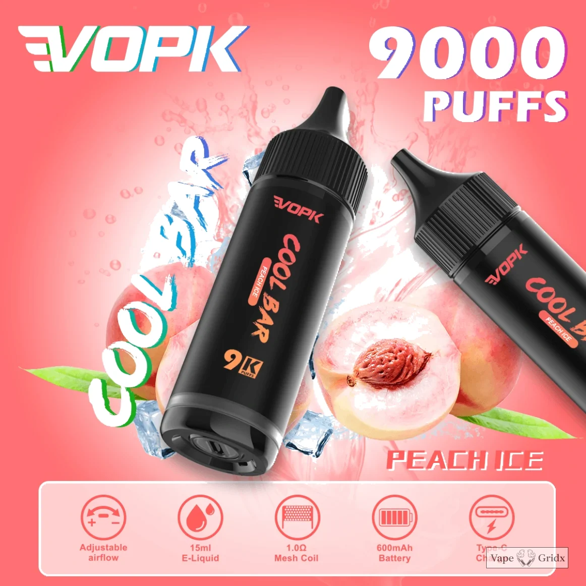 VOPK COOL Bar 9000 9K Trekjes Verstelbare Luchtstroom Wegwerp Vape - image 4